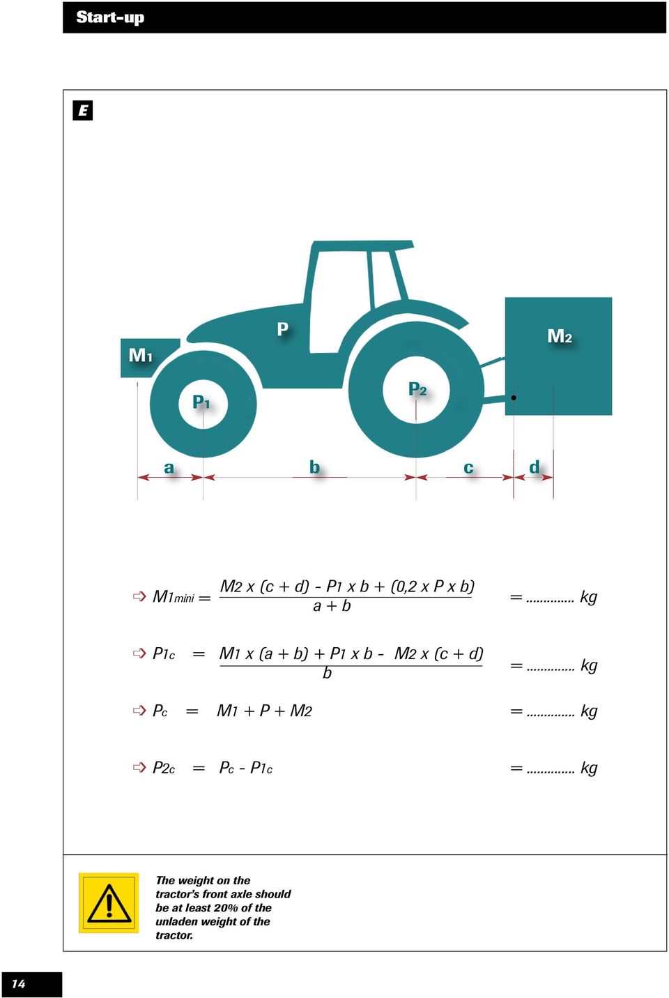.. kg Pc = M + P + M =... kg Pc = Pc - Pc =.