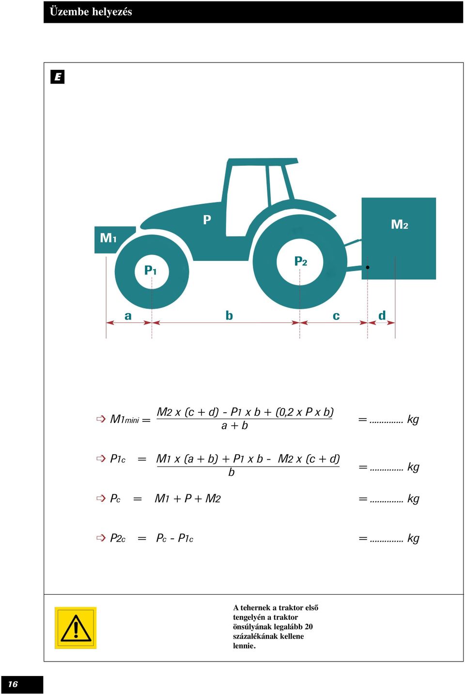 .. kg Pc = M + P + M =... kg Pc = Pc - Pc =.