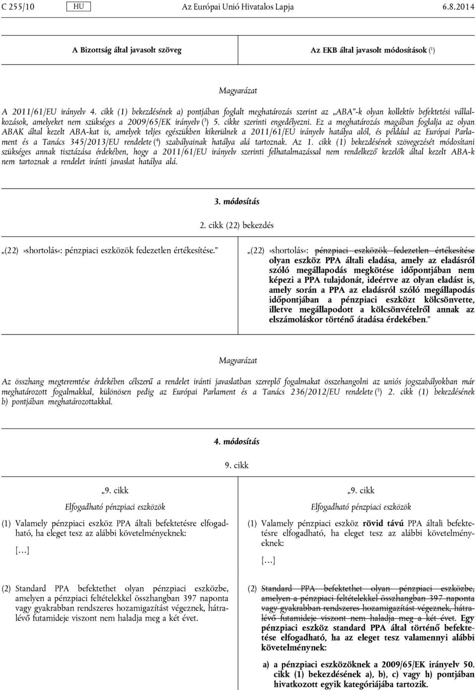 Ez a meghatározás magában foglalja az olyan ABAK által kezelt ABA-kat is, amelyek teljes egészükben kikerülnek a 2011/61/EU irányelv hatálya alól, és például az Európai Parlament és a Tanács