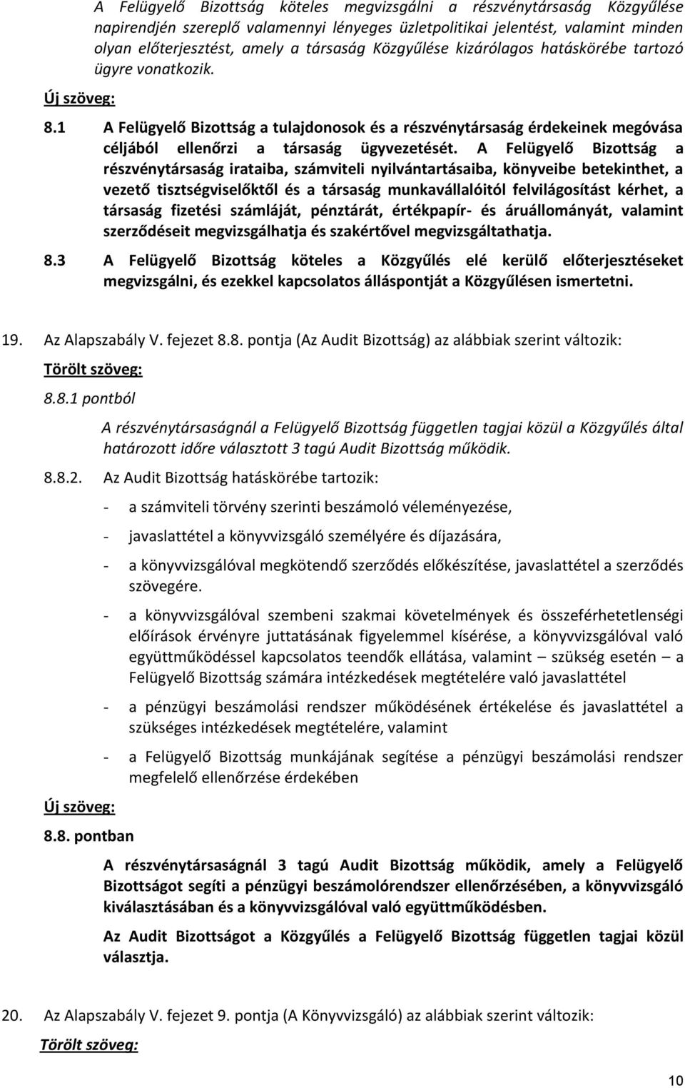 A Felügyelő Bizottság a részvénytársaság irataiba, számviteli nyilvántartásaiba, könyveibe betekinthet, a vezető tisztségviselőktől és a társaság munkavállalóitól felvilágosítást kérhet, a társaság