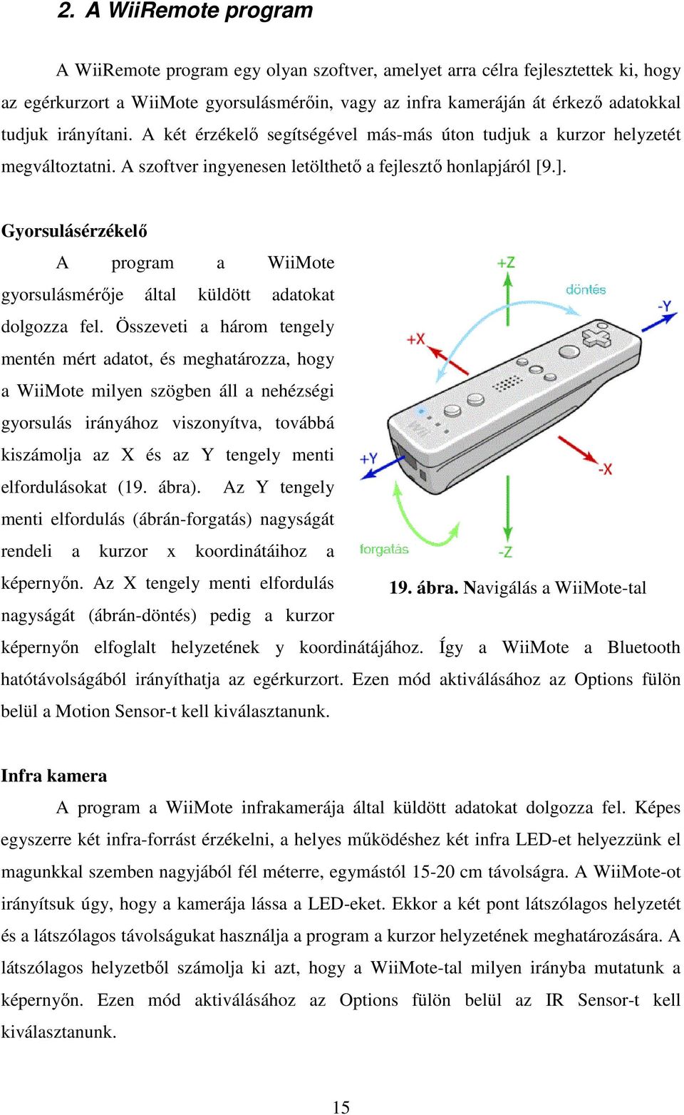 Gyorsulásérzékelő A program a WiiMote gyorsulásmérője által küldött adatokat dolgozza fel.