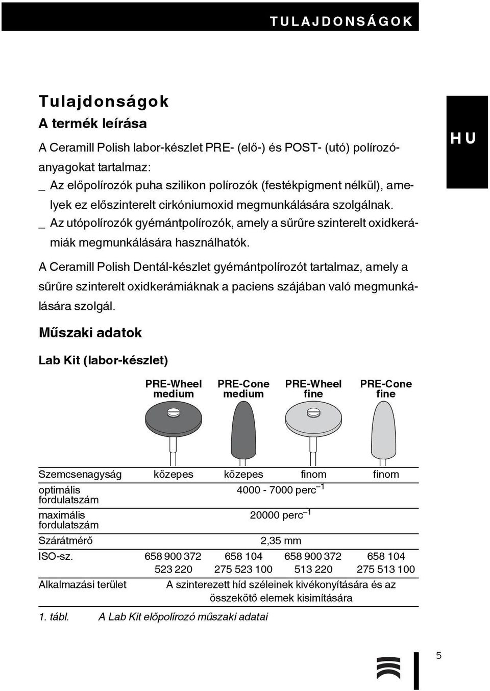 A Ceramill Polish Dentál-készlet gyémántpolírozót tartalmaz, amely a sűrűre szinterelt oxidkerámiáknak a paciens szájában való megmunkálására szolgál.
