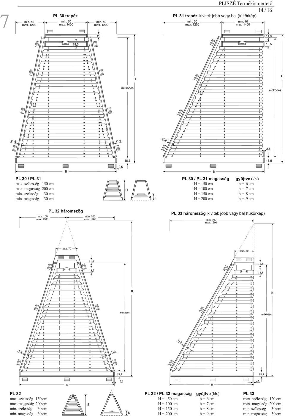 = 6 cm = 7 cm = 8 cm = 9 cm PL 33 ármszög kivitel: jbb vagy bal (tükörkép) PL 32 /