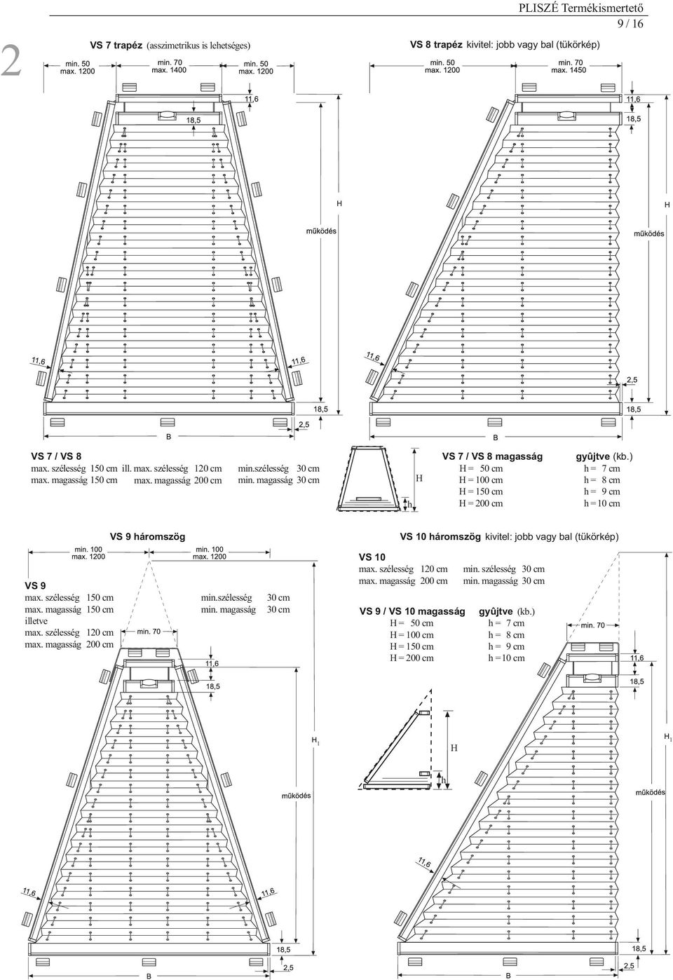 1 200 cm VS 9 ármszög VS 9 illetve VS 7 / VS 8 magasság = 50 cm = 100 cm = = 200 cm VS 10