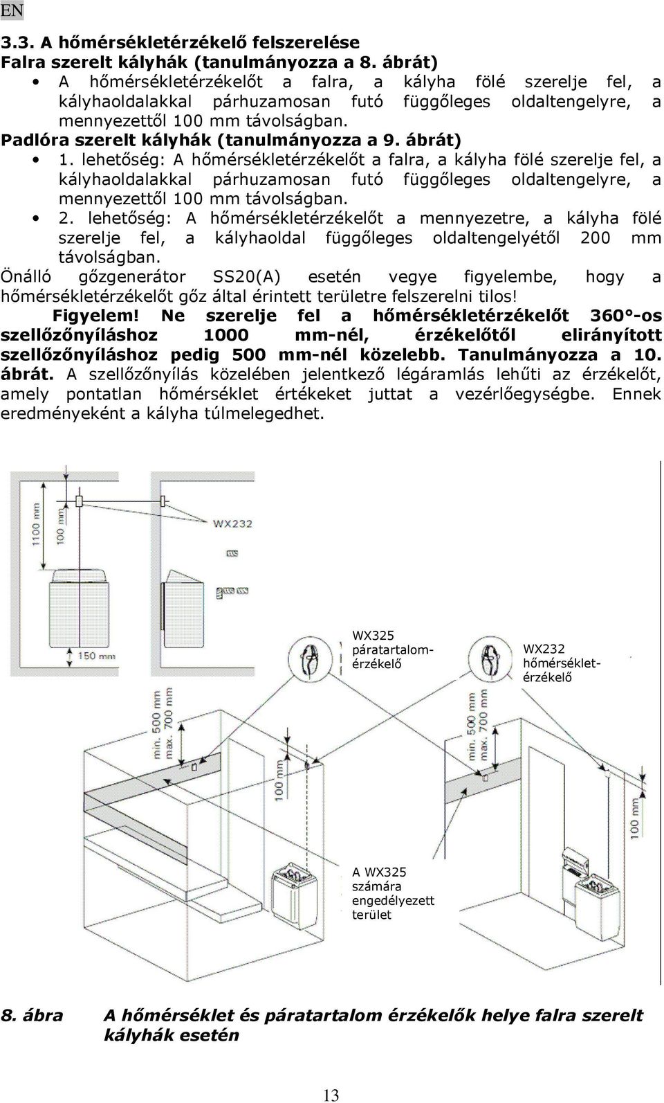 Padlóra szerelt kályhák (tanulmányozza a 9. ábrát) 1.