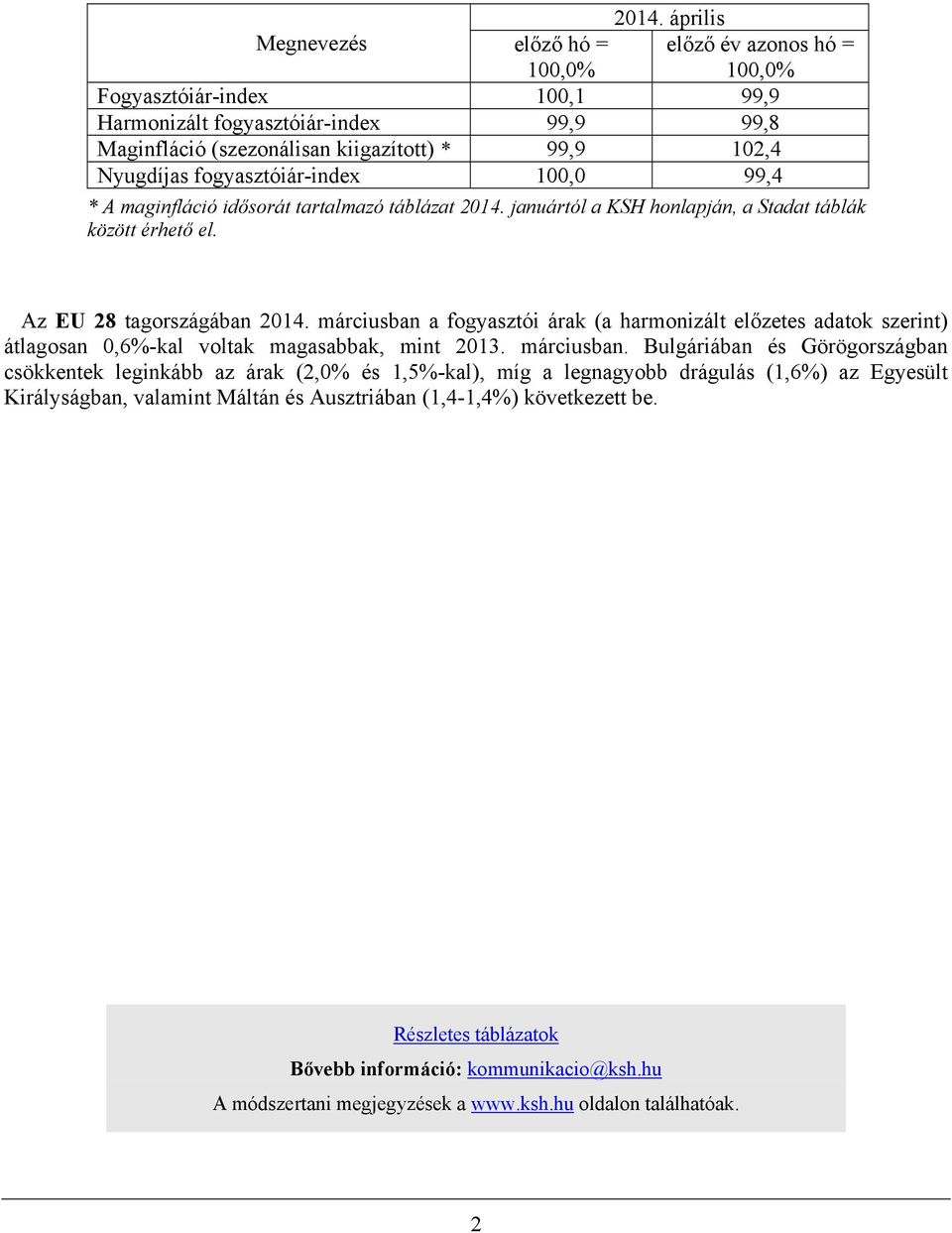 ban a fogyasztói árak (a harmonizált előzetes adatok szerint) átlagosan 0,6%-kal voltak magasabbak, mint. ban.