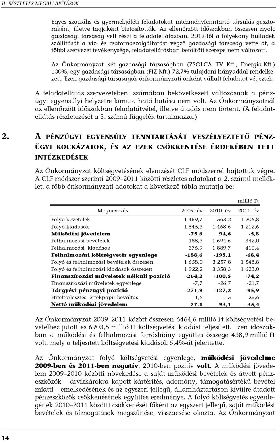 2012-től a folyékony hulladék szállítását a víz- és csatornaszolgáltatást végző gazdasági társaság vette át, a többi szervezet tevékenysége, feladatellátásban betöltött szerepe nem változott.