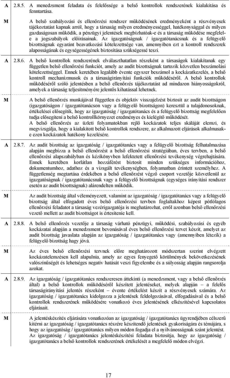a pénzügyi jelentések megbízhatóak-e és a társaság működése megfelele a jogszabályok előírásainak.