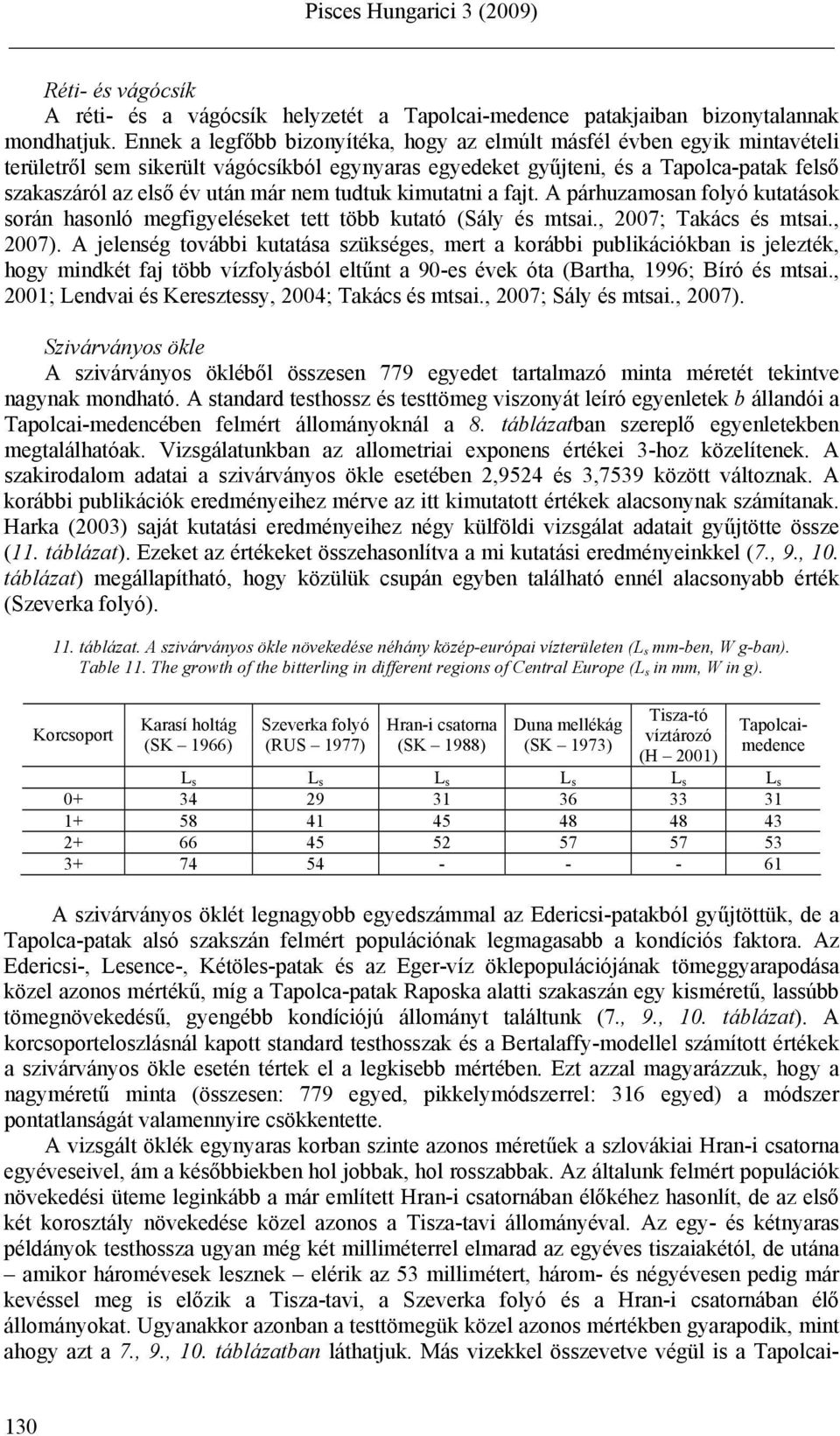 nem tudtuk kimutatni a fajt. A párhuzamosan folyó kutatások során hasonló megfigyeléseket tett több kutató (Sály és mtsai., 2007; Takács és mtsai., 2007).