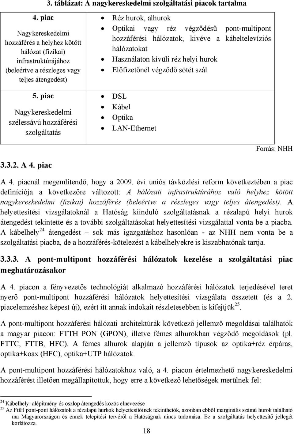 hozzáférési hálózatok, kivéve a kábeltelevíziós hálózatokat Használaton kívüli réz helyi hurok Előfizetőnél végződő sötét szál 5.