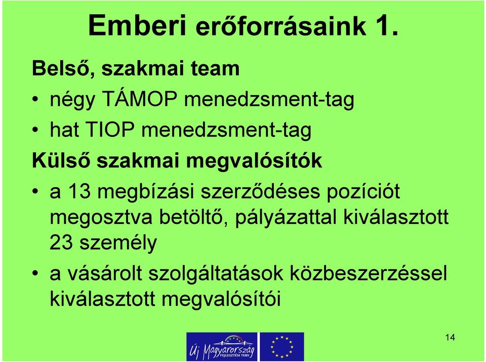 menedzsment-tag Külső szakmai megvalósítók a 13 megbízási szerződéses