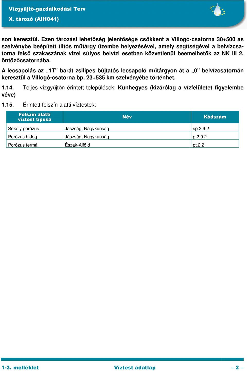 súlyos belvízi esetben közvetlenül beemelhetők az NK III 2. öntözőcsatornába.