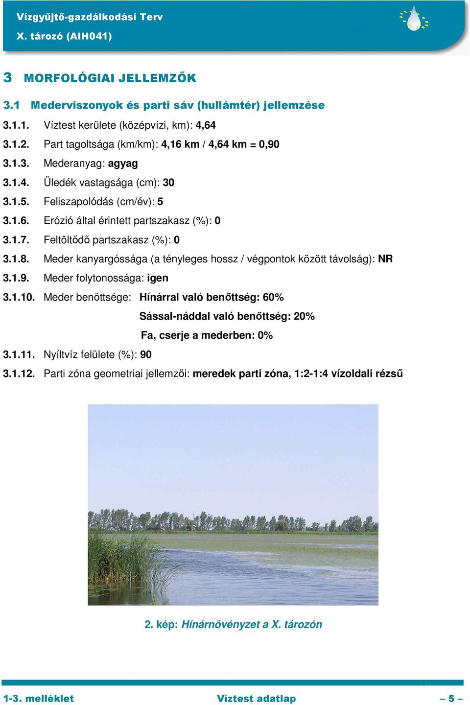 Meder kanyargóssága (a tényleges hossz / végpontok között távolság): NR 3.1.9. Meder folytonossága: igen 3.1.10.