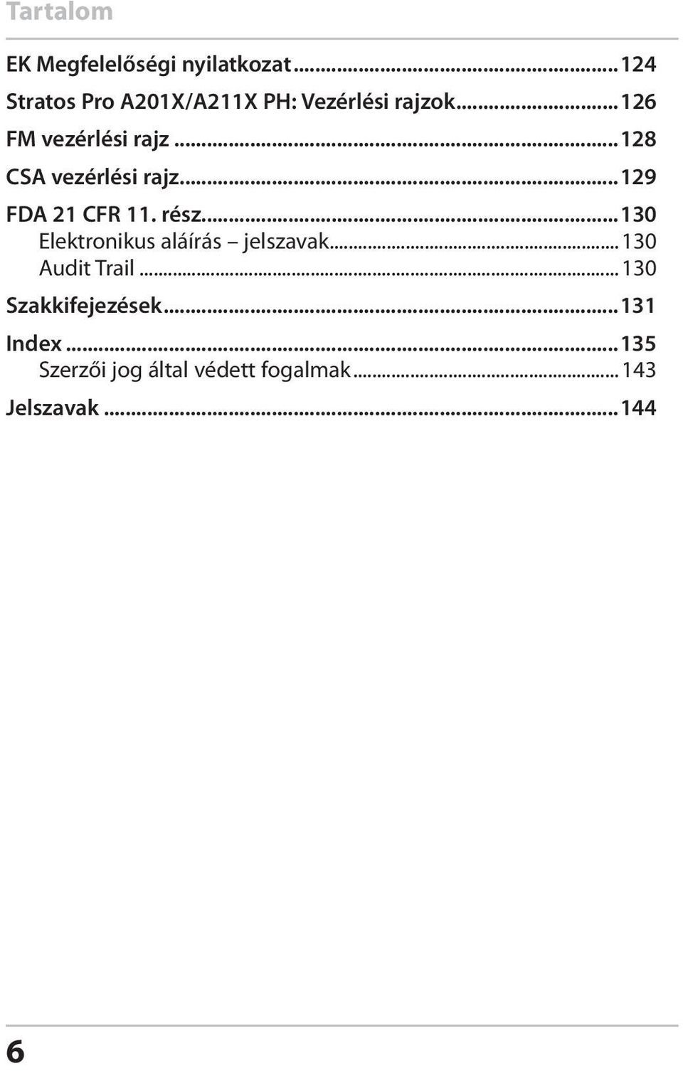 ..128 CSA vezérlési rajz...129 FDA 21 CFR 11. rész.