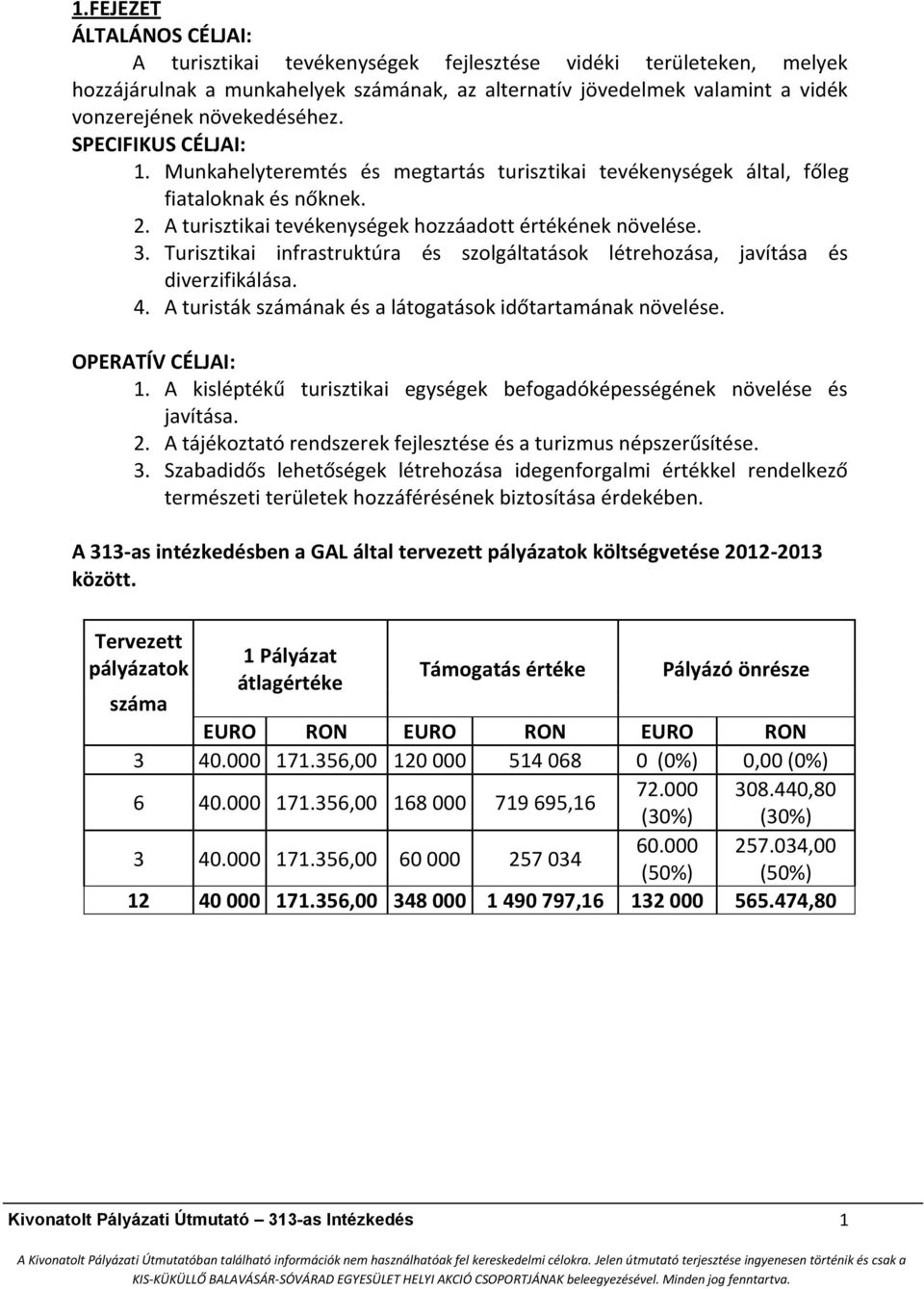 Turisztikai infrastruktúra és szolgáltatások létrehozása, javítása és diverzifikálása. 4. A turisták számának és a látogatások időtartamának növelése. OPERATÍV CÉLJAI: 1.