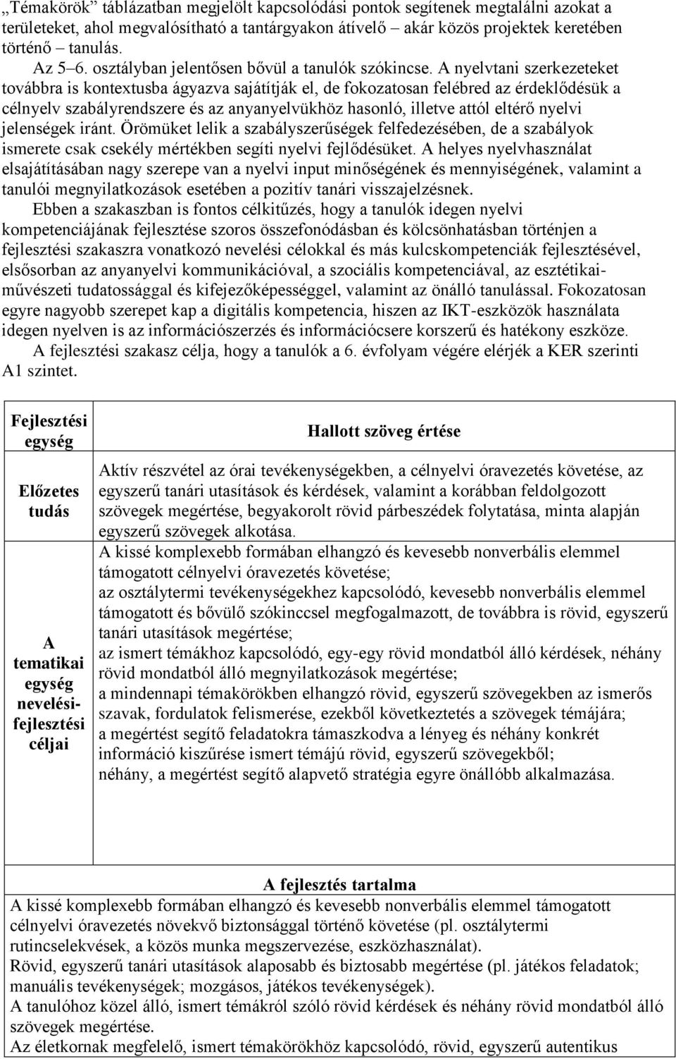 A nyelvtani szerkezeteket továbbra is kontextusba ágyazva sajátítják el, de fokozatosan felébred az érdeklődésük a célnyelv szabályrendszere és az anyanyelvükhöz hasonló, illetve attól eltérő nyelvi