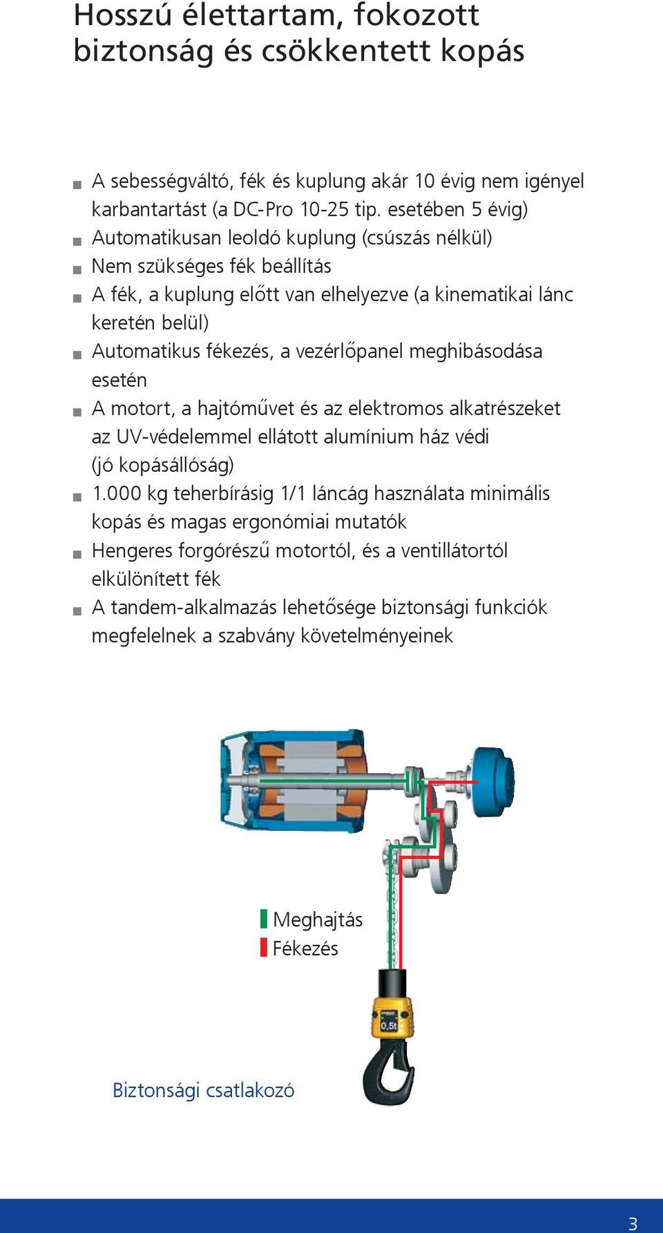 vezérlőpanel meghibásodása esetén A motort, a hajtóművet és az elektromos alkatrészeket az UV-védelemmel ellátott alumínium ház védi (jó kopásállóság) 1.