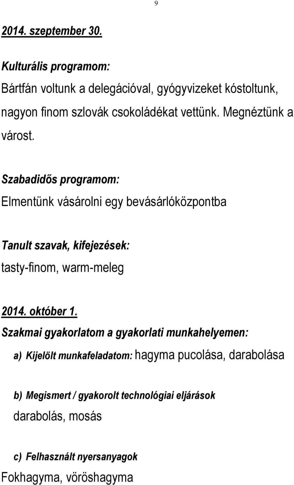 Megnéztünk a várost. Elmentünk vásárolni egy bevásárlóközpontba tasty-finom, warm-meleg 2014. október 1.