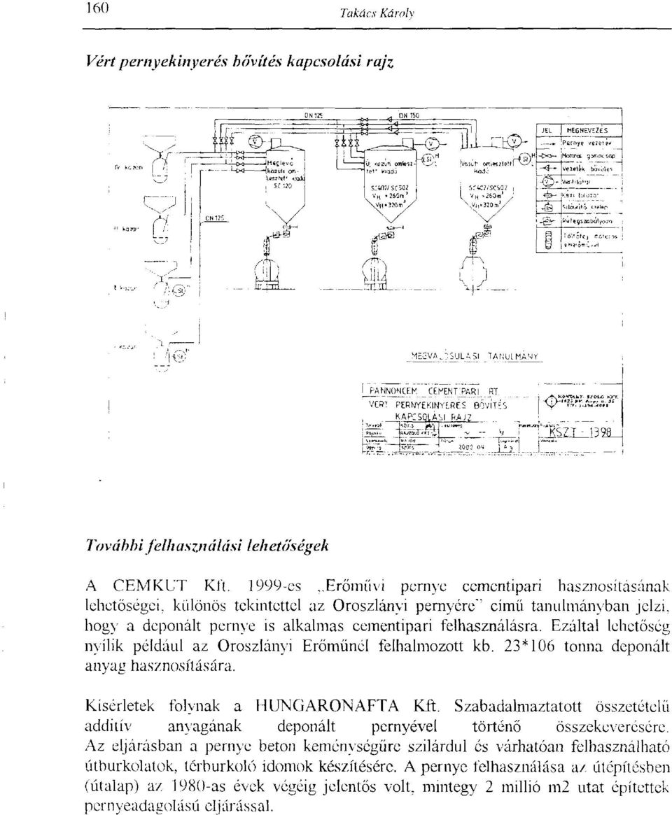 Ezáltal lehetőség nyílik például az Oroszlányi Erőműnél felhalmozott kb. 23*106 tonna deponált anyag hasznosítására. Kísérletek folynak a HUNGARONAFTA Kft.