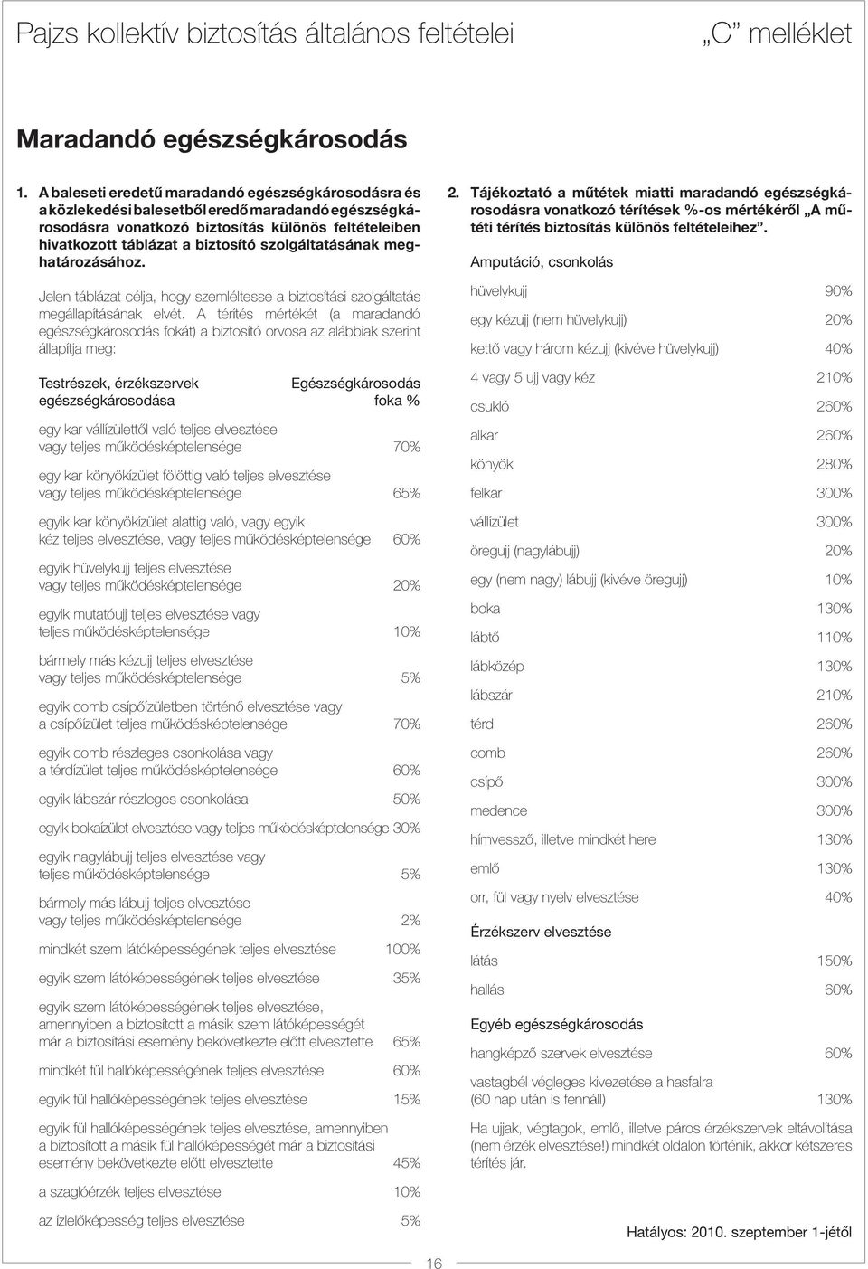 szolgáltatásának meghatározásához. Jelen táblázat célja, hogy szemléltesse a biztosítási szolgáltatás megállapításának elvét.