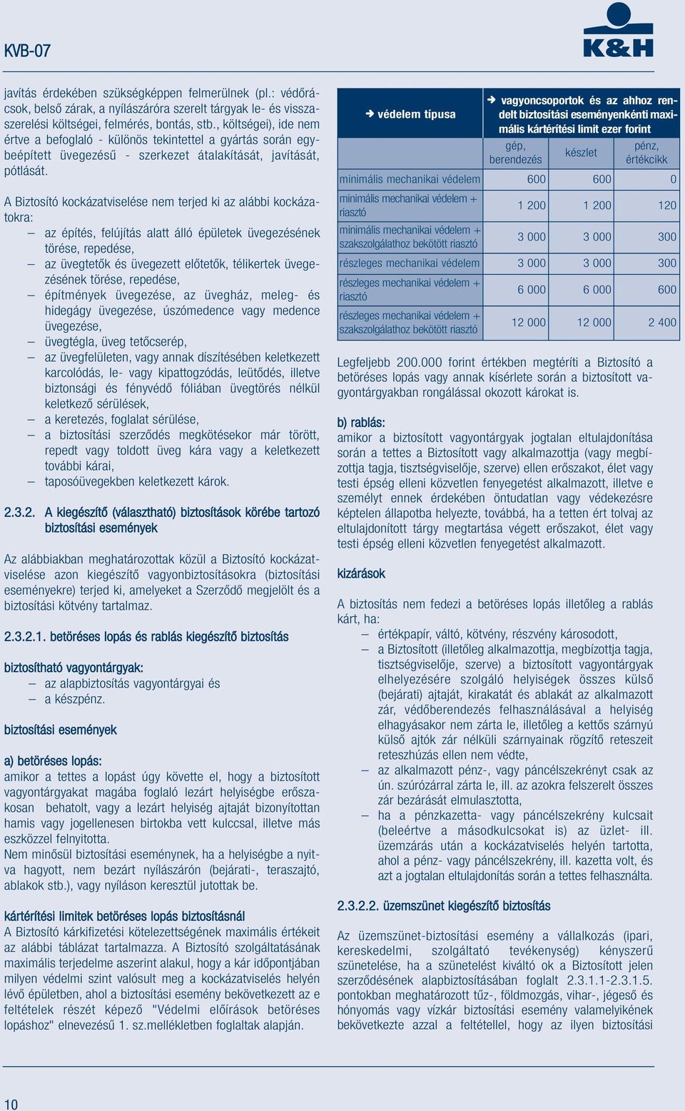 A Biztosító kockázatviselése nem terjed ki az alábbi kockázatokra: az építés, felújítás alatt álló épületek üvegezésének törése, repedése, az üvegtetők és üvegezett előtetők, télikertek üvegezésének