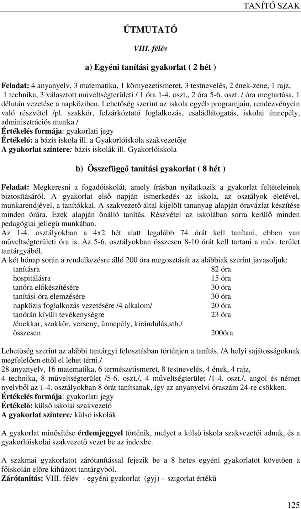 , 2 óra 5-6. oszt. / óra megtartása, 1 délután vezetése a napköziben. Lehetőség szerint az iskola egyéb programjain, rendezvényein való részvétel /pl.