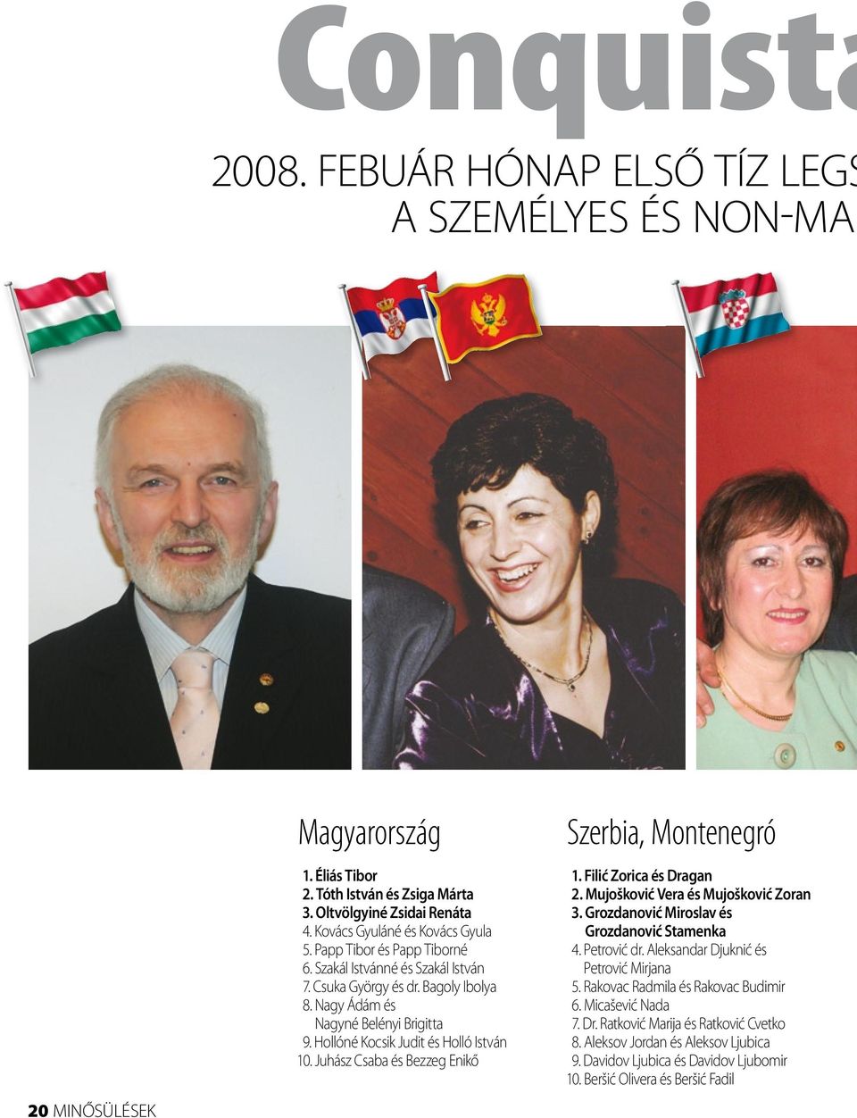 Hollóné Kocsik Judit és Holló István 10. Juhász Csaba és Bezzeg Enikő Szerbia, Montenegró 1. Filić Zorica és Dragan 2. Mujošković Vera és Mujošković Zoran 3.