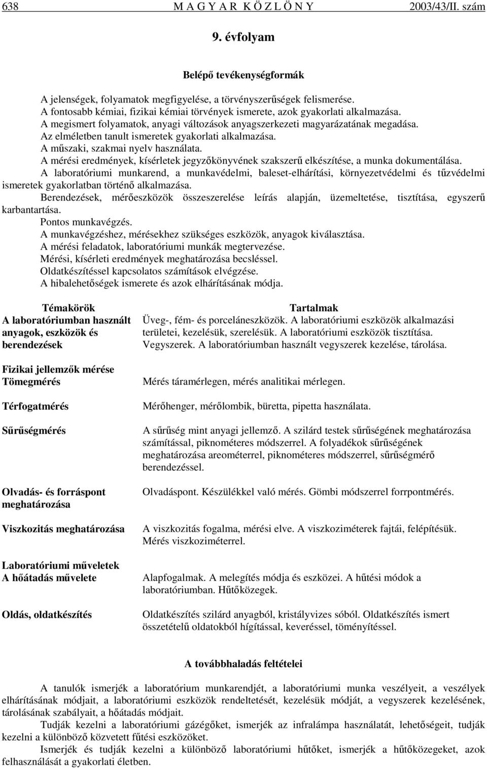 Az elméletben tanult ismeretek gyakorlati alkalmazása. A mőszaki, szakmai nyelv használata. A mérési eredmények, kísérletek jegyzıkönyvének szakszerő elkészítése, a munka dokumentálása.