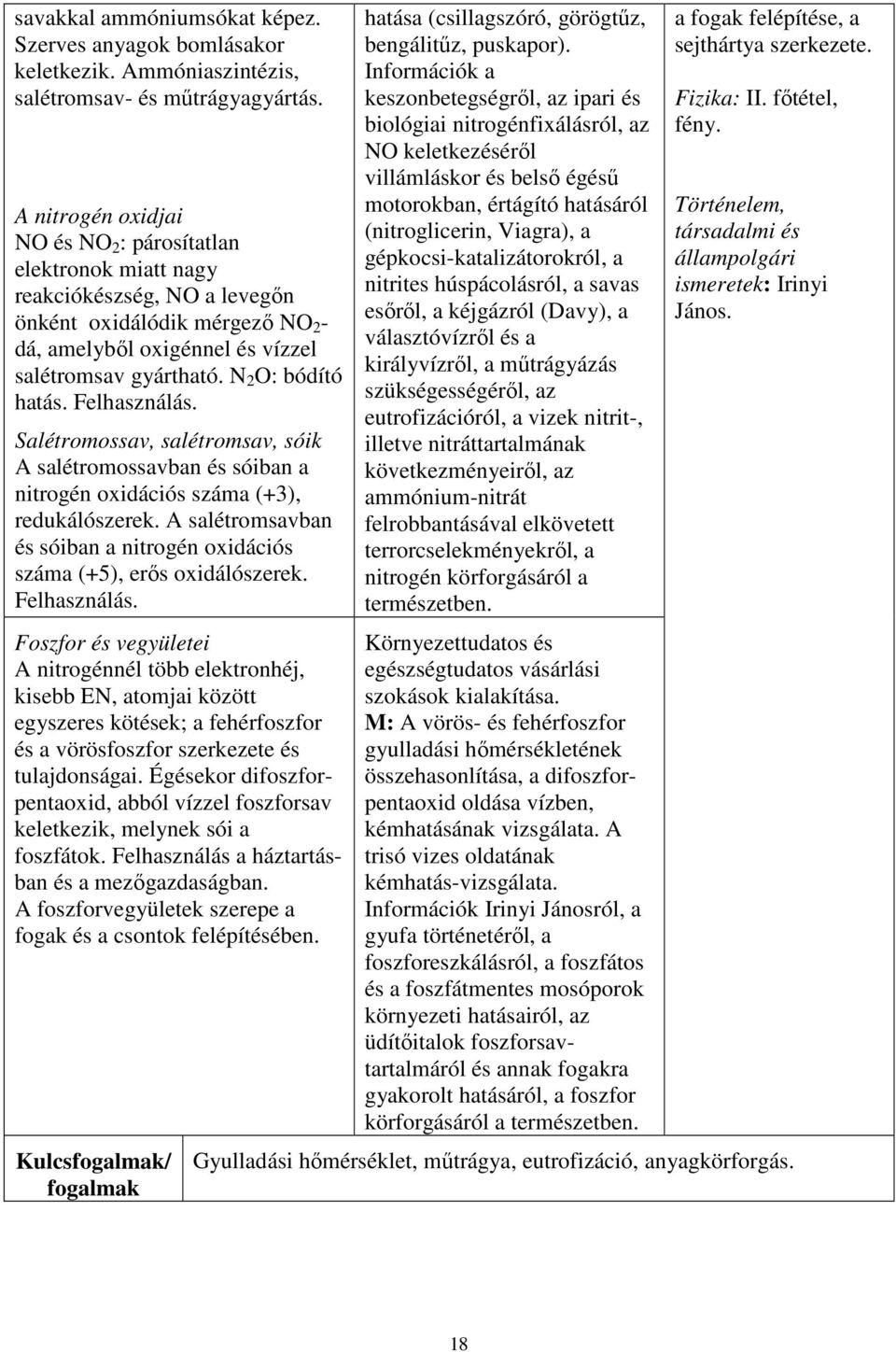 N 2 O: bódító hatás. Felhasználás. Salétromossav, salétromsav, sóik A salétromossavban és sóiban a nitrogén oxidációs száma (+3), redukálószerek.