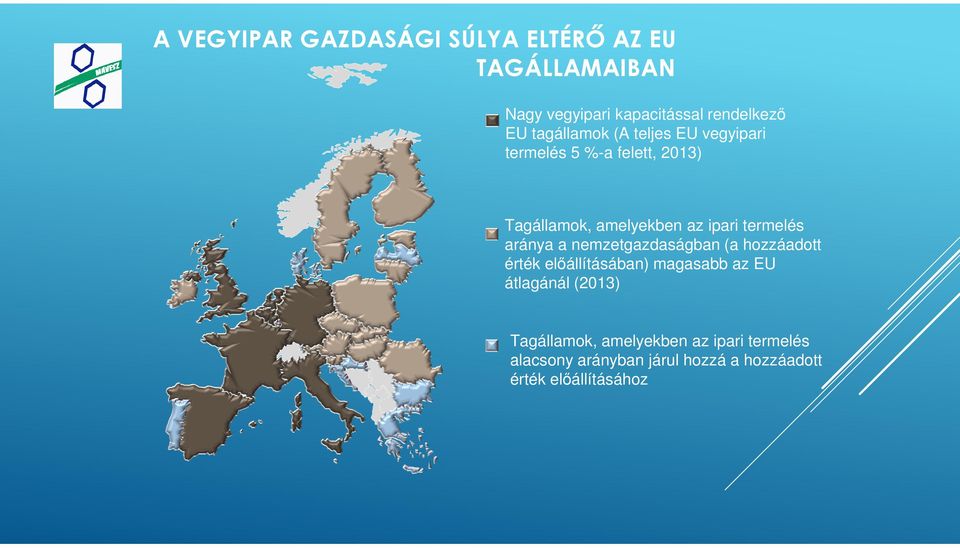 termelés aránya a nemzetgazdaságban (a hozzáadott érték előállításában) magasabb az EU átlagánál