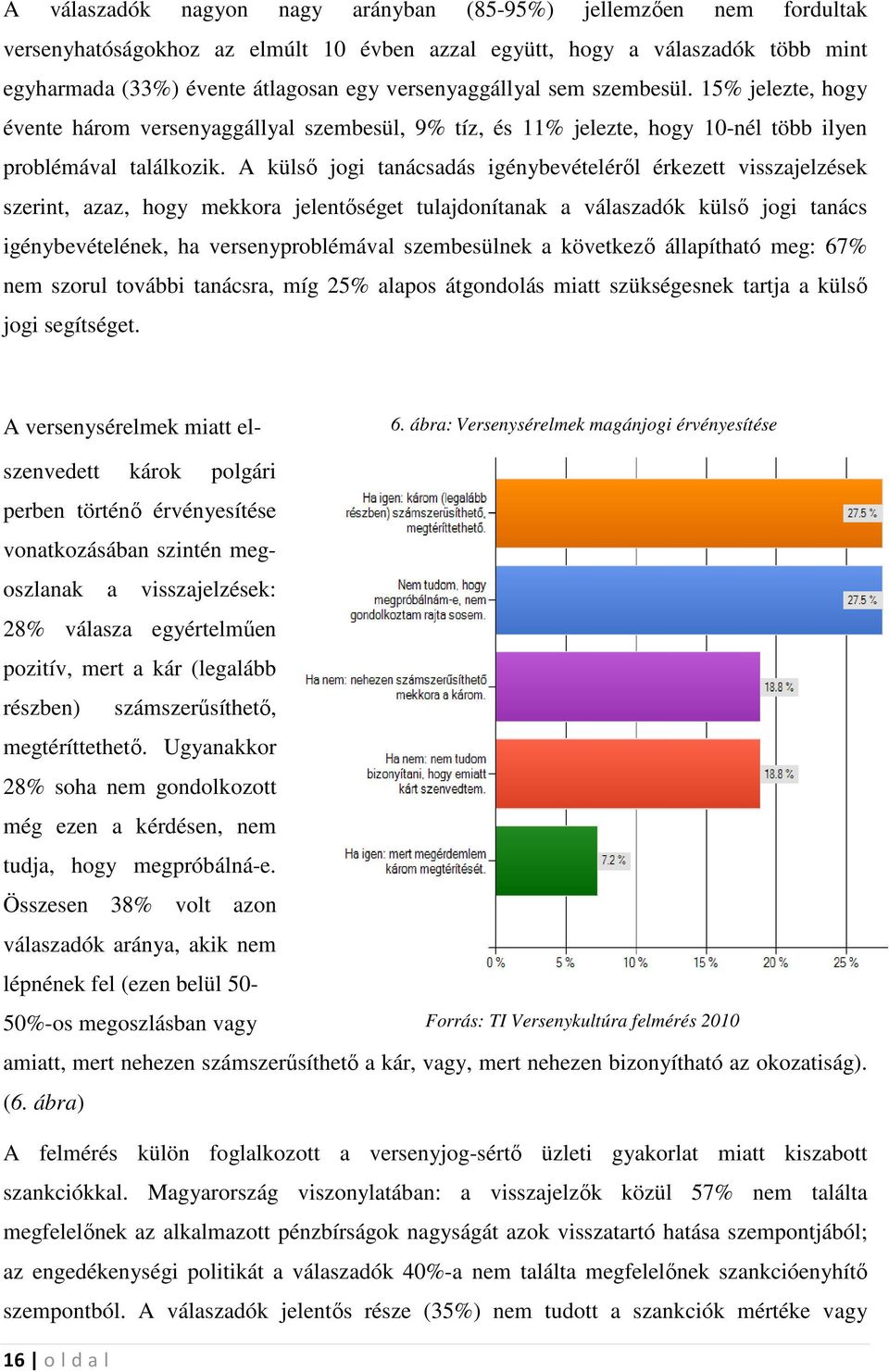 A külsı jogi tanácsadás igénybevételérıl érkezett visszajelzések szerint, azaz, hogy mekkora jelentıséget tulajdonítanak a válaszadók külsı jogi tanács igénybevételének, ha versenyproblémával