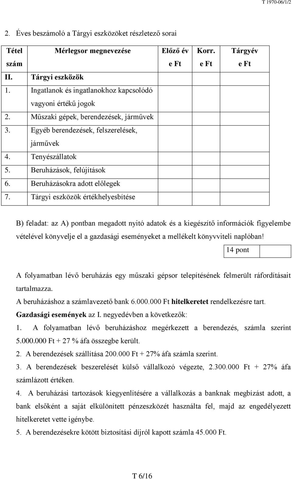 Beruházásokra adott előlegek 7.