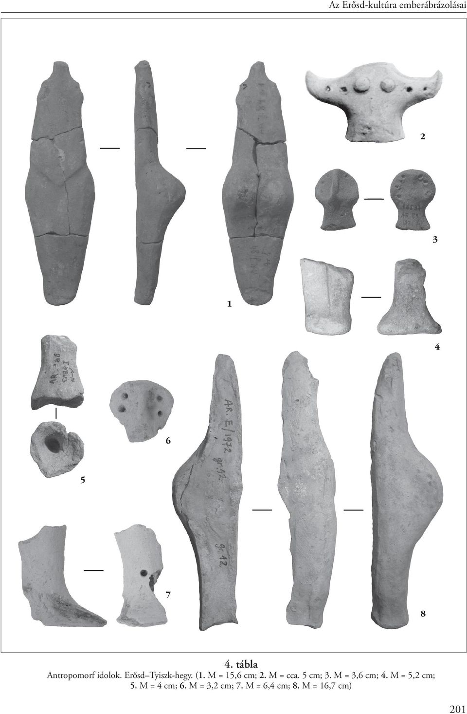 M = 15,6 cm; 2. M = cca. 5 cm; 3. M = 3,6 cm; 4.