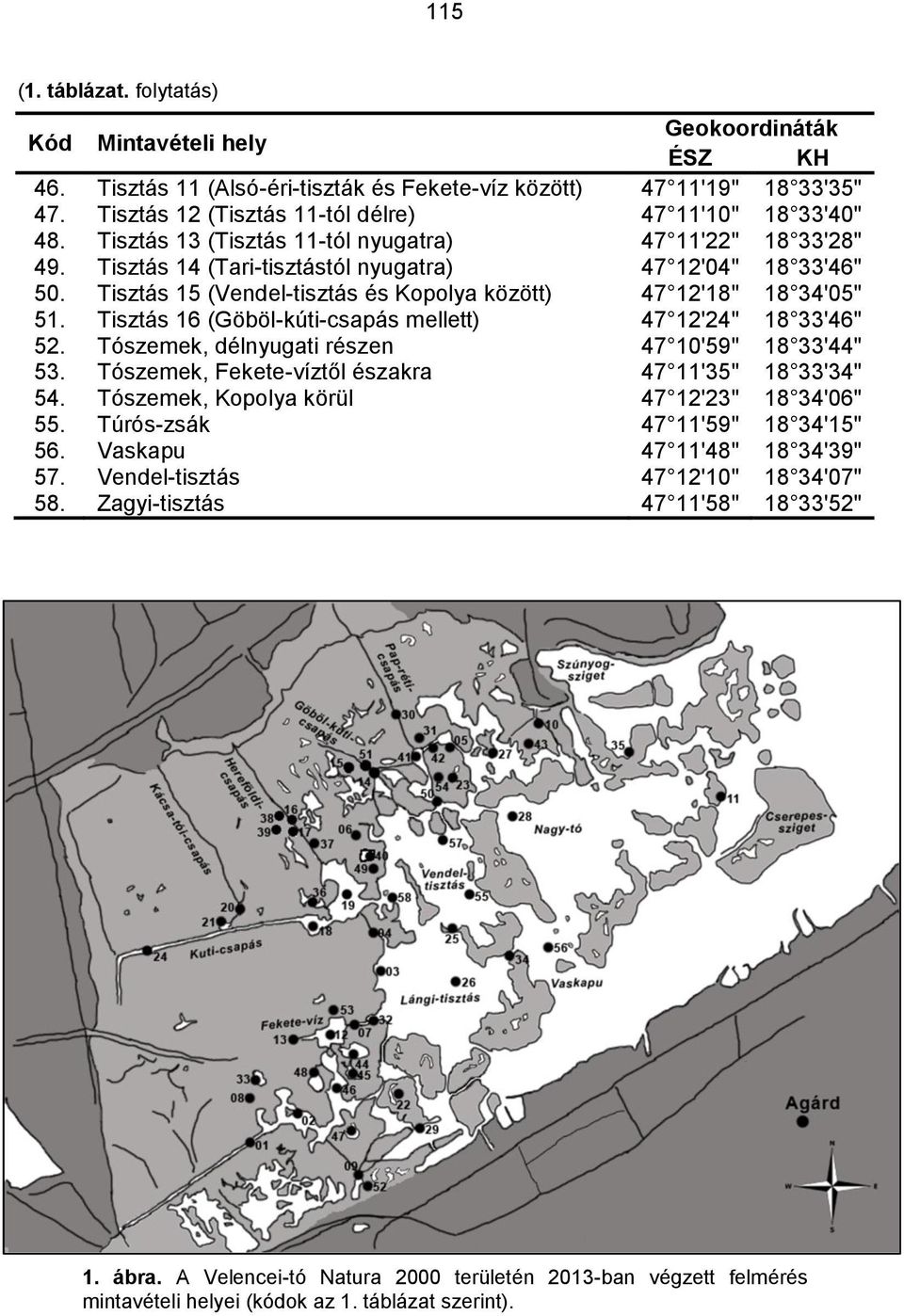 Tisztás 15 (Vendel-tisztás és Kopolya között) 47 12'18" 18 34'05" 51. Tisztás 16 (Göböl-kúti-csapás mellett) 47 12'24" 18 33'46" 52. Tószemek, délnyugati részen 47 10'59" 18 33'44" 53.