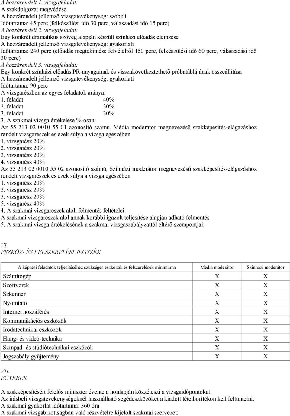 perc, felkészülési idő 60 perc, válaszadási idő 30 perc) A hozzárendelt 3.