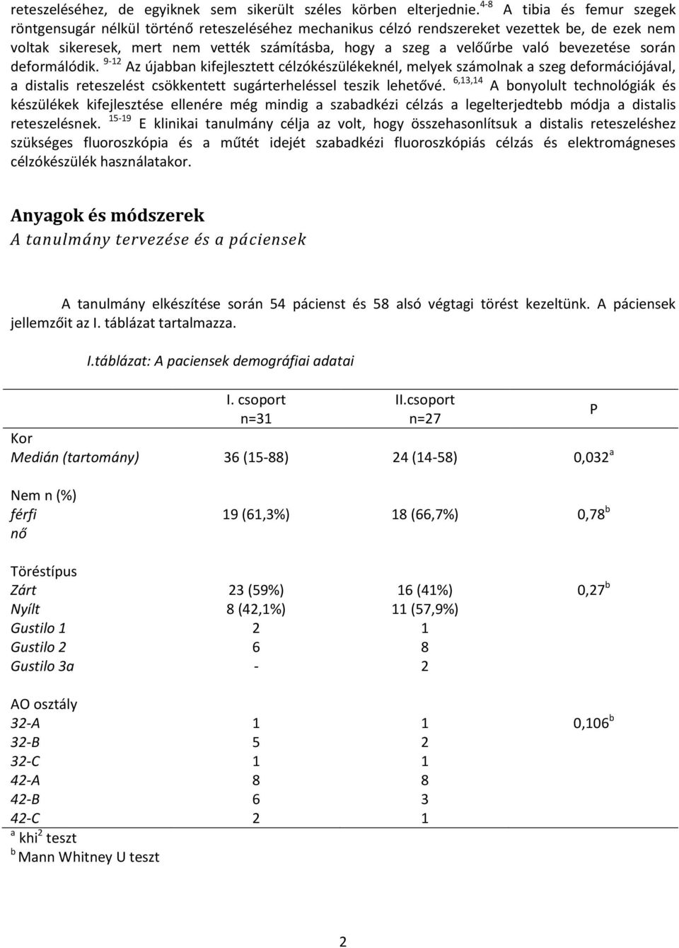 bevezetése során deformálódik. 9-12 Az újabban kifejlesztett célzókészülékeknél, melyek számolnak a szeg deformációjával, a distalis reteszelést csökkentett sugárterheléssel teszik lehetővé.