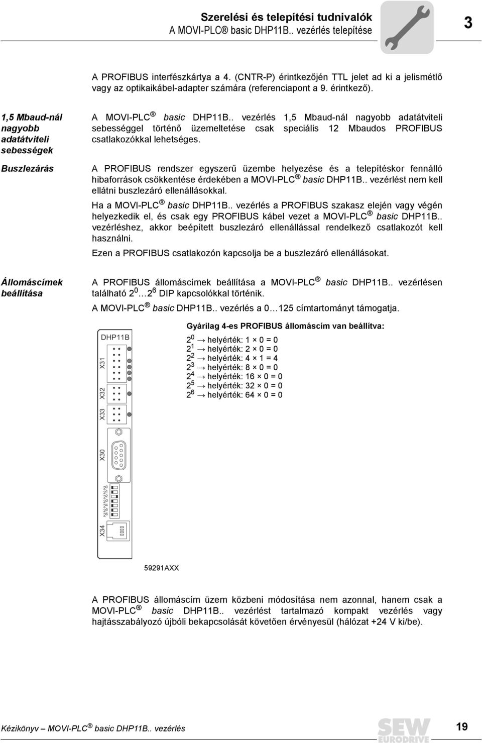 . vezérlés,5 Mbaud-nál nagyobb adatátviteli sebességgel történő üzemeltetése csak speciális Mbaudos PROFIBUS csatlakozókkal lehetséges.