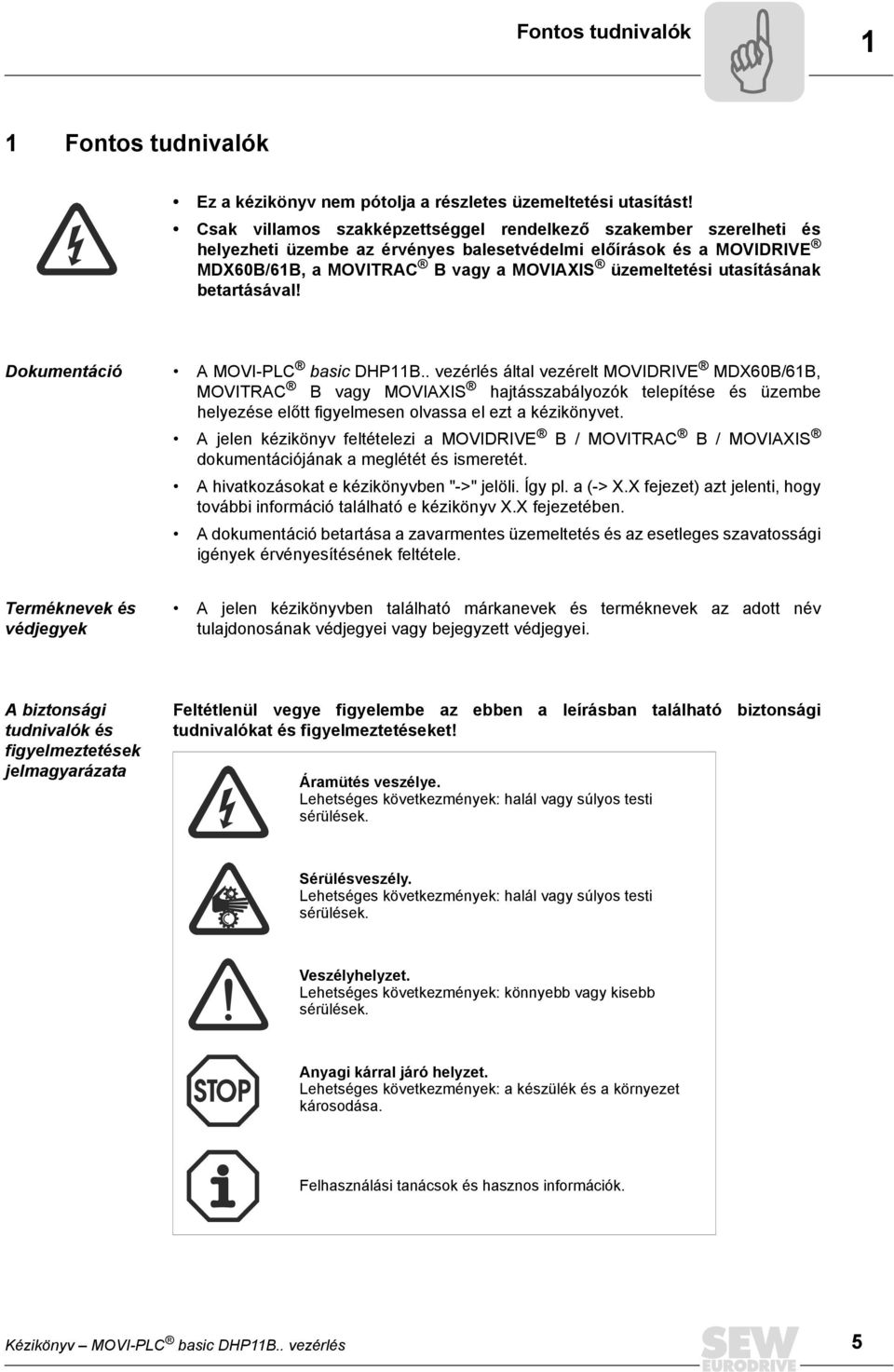 utasításának betartásával! Dokumentáció A MOVI-PLC basic DHPB.