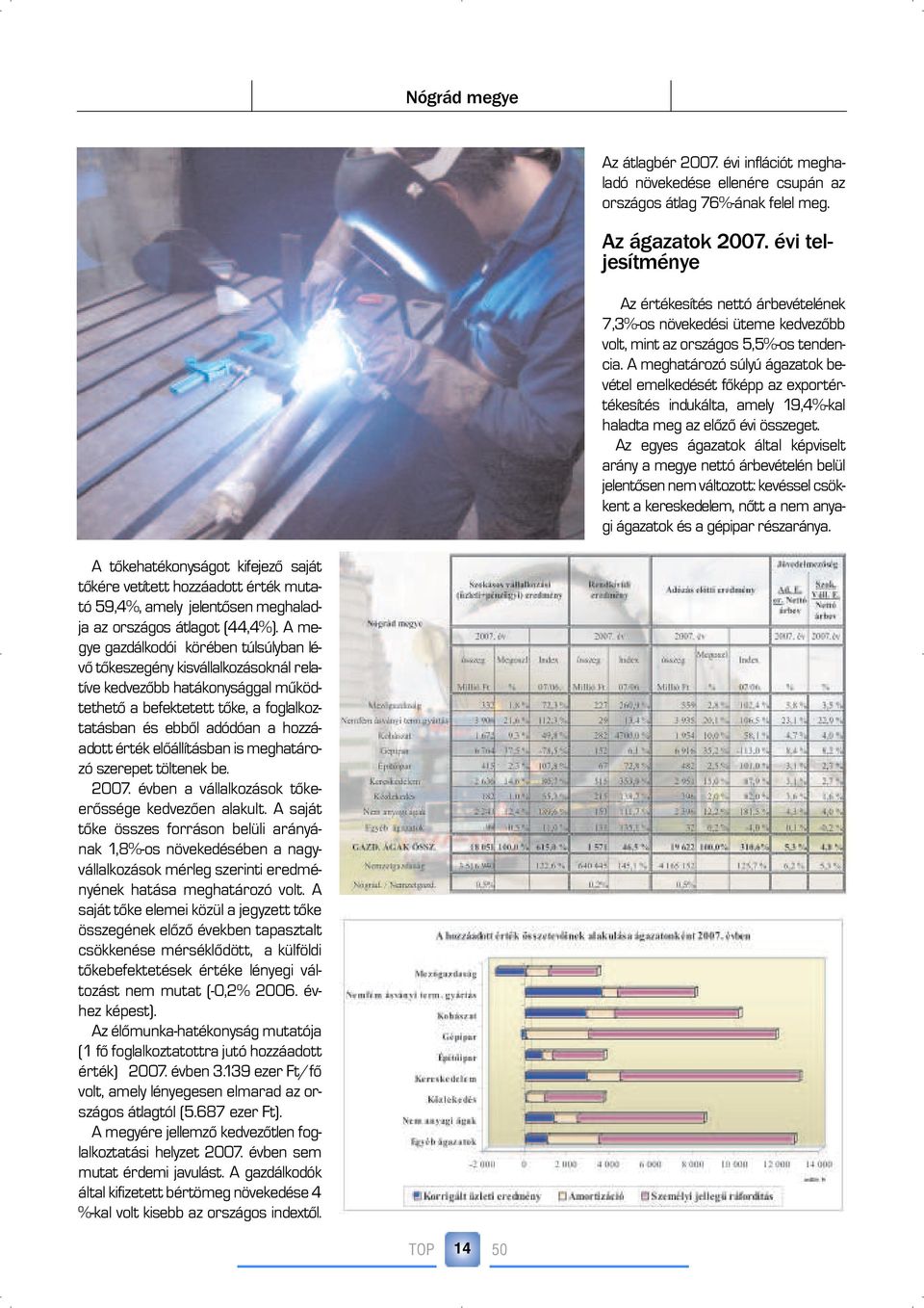 A meghatározó súlyú ágazatok bevétel emelkedését fõképp az exportértékesítés indukálta, amely 19,4%-kal haladta meg az elõzõ évi összeget.