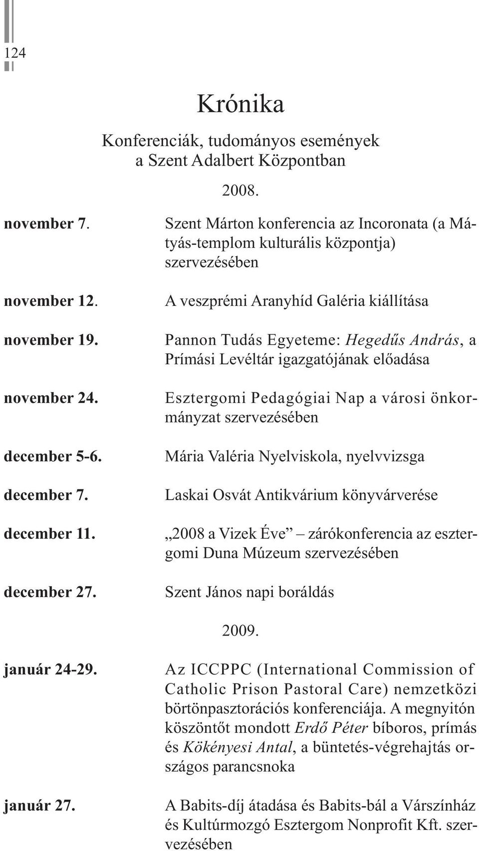igazgatójának előadása Esztergomi Pedagógiai Nap a városi önkormányzat szervezésében Laskai Osvát Antikvárium könyvárverése 2008 a Vizek Éve zárókonferencia az esztergomi Duna Múzeum szervezésében