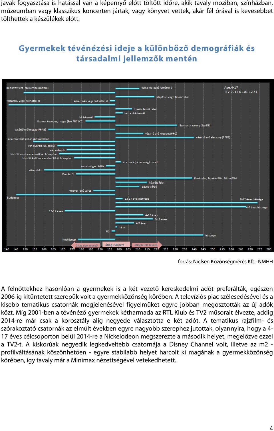 Gyermekek tévénézési ideje a különböző demográfiák és társadalmi jellemzők mentén A felnőttekhez hasonlóan a gyermekek is a két vezető kereskedelmi adót preferálták, egészen 2006-ig kitüntetett