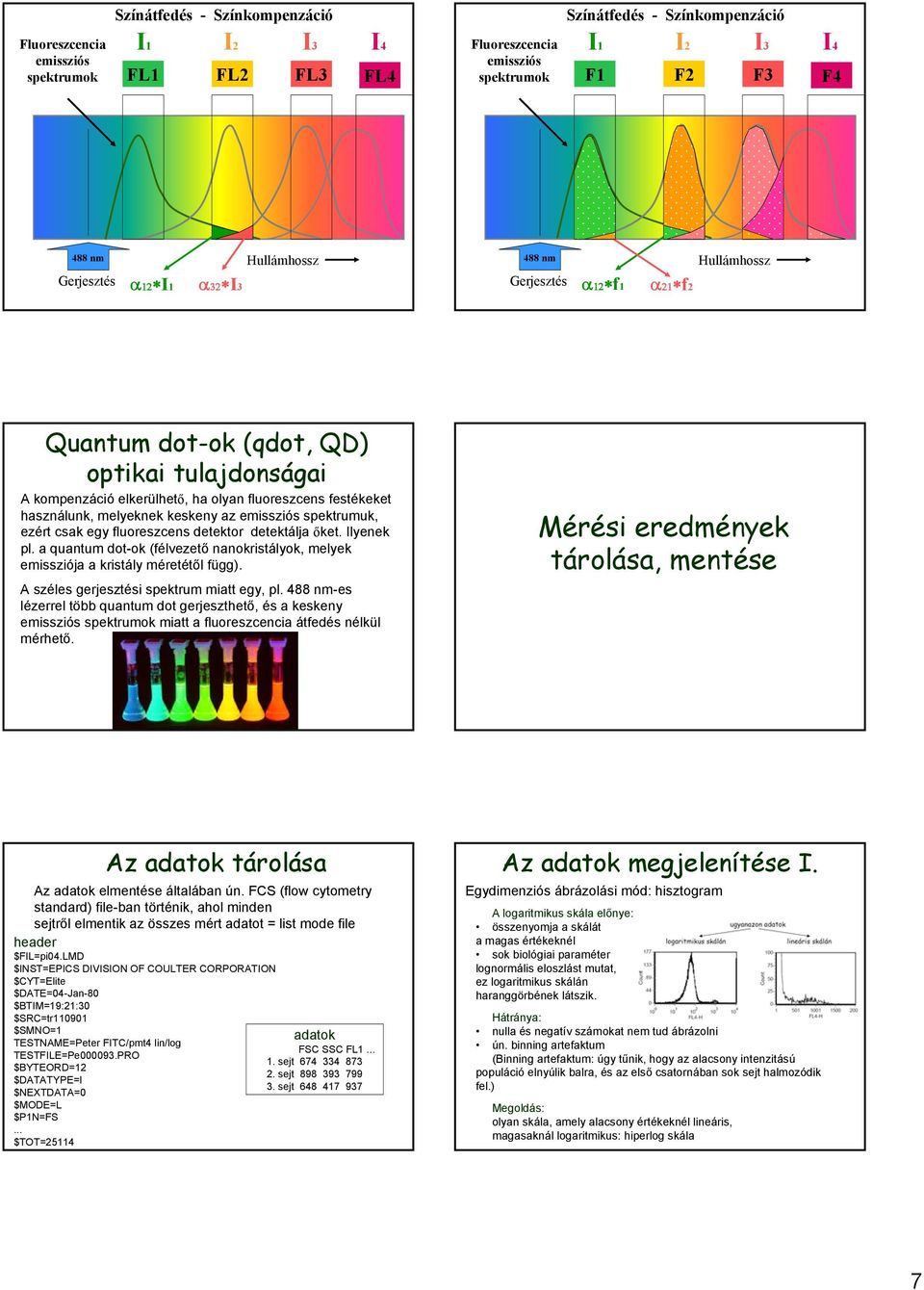 használunk, melyeknek keskeny az emissziós spektrumuk, ezért csak egy fluoreszcens detektor detektálja őket. Ilyenek pl.