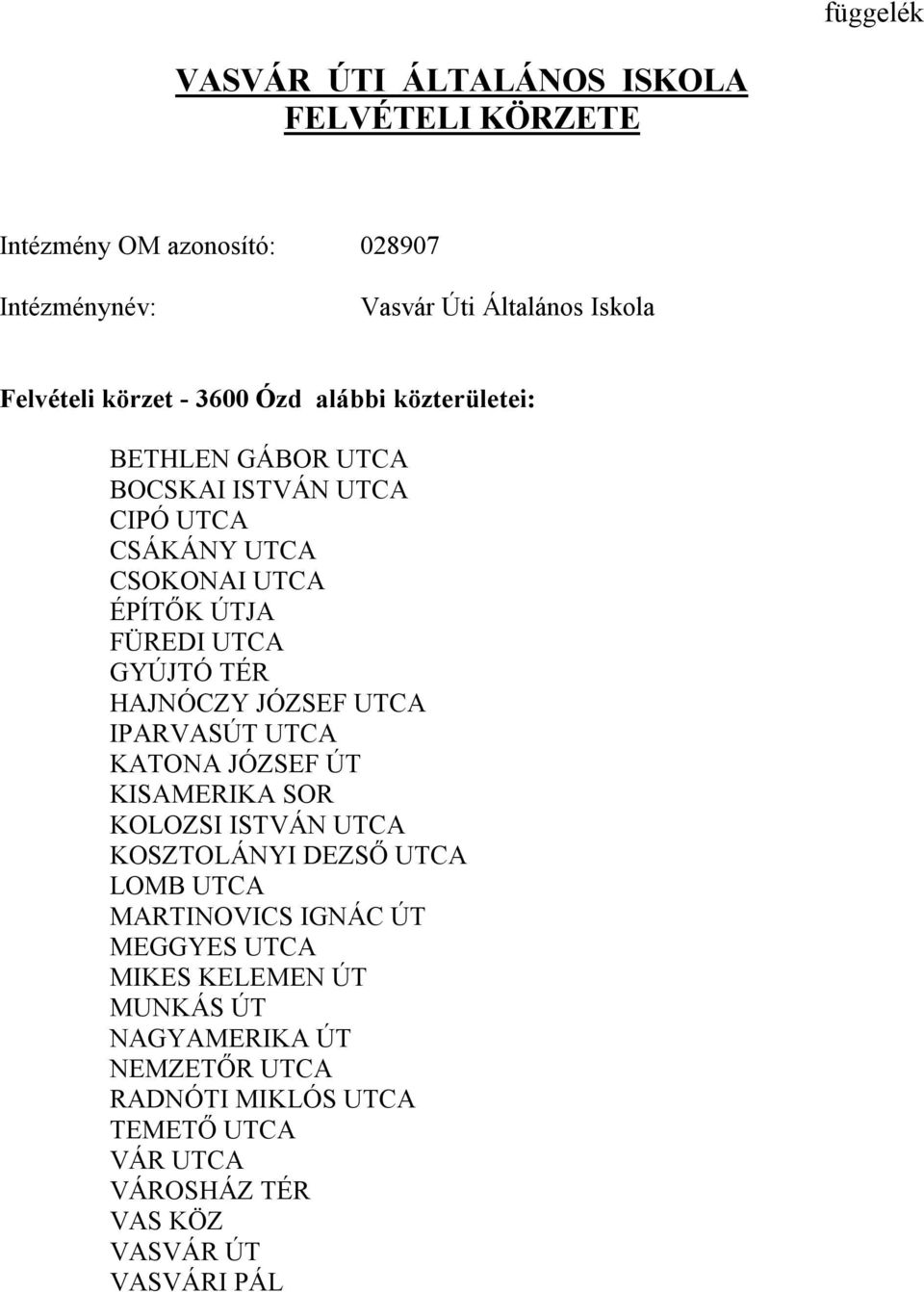 HAJNÓCZY JÓZSEF UTCA IPARVASÚT UTCA KATONA JÓZSEF ÚT KISAMERIKA SOR KOLOZSI ISTVÁN UTCA KOSZTOLÁNYI DEZSŐ UTCA LOMB UTCA MARTINOVICS IGNÁC ÚT