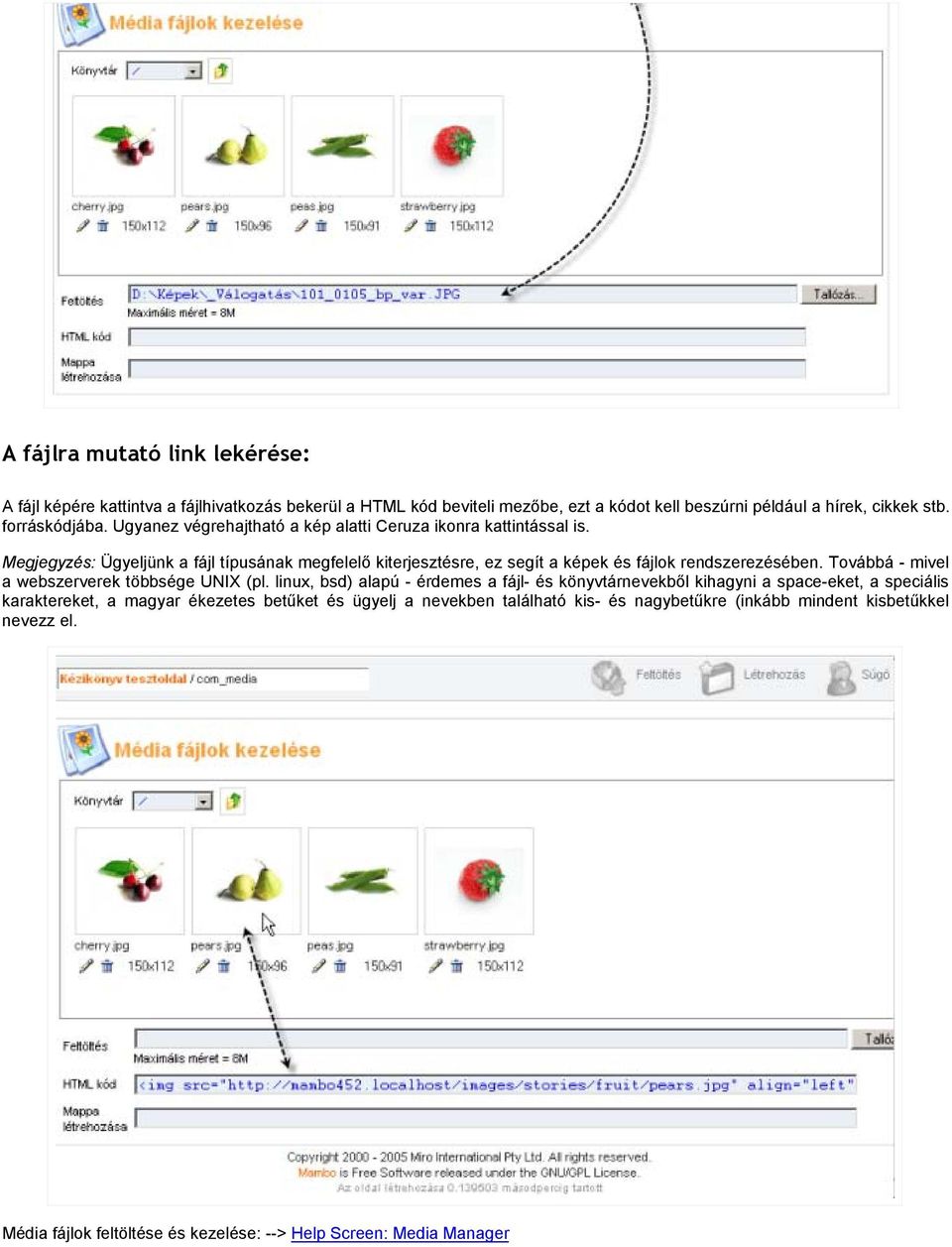 Megjegyzés: Ügyeljünk a fájl típusának megfelelő kiterjesztésre, ez segít a képek és fájlok rendszerezésében. Továbbá - mivel a webszerverek többsége UNIX (pl.