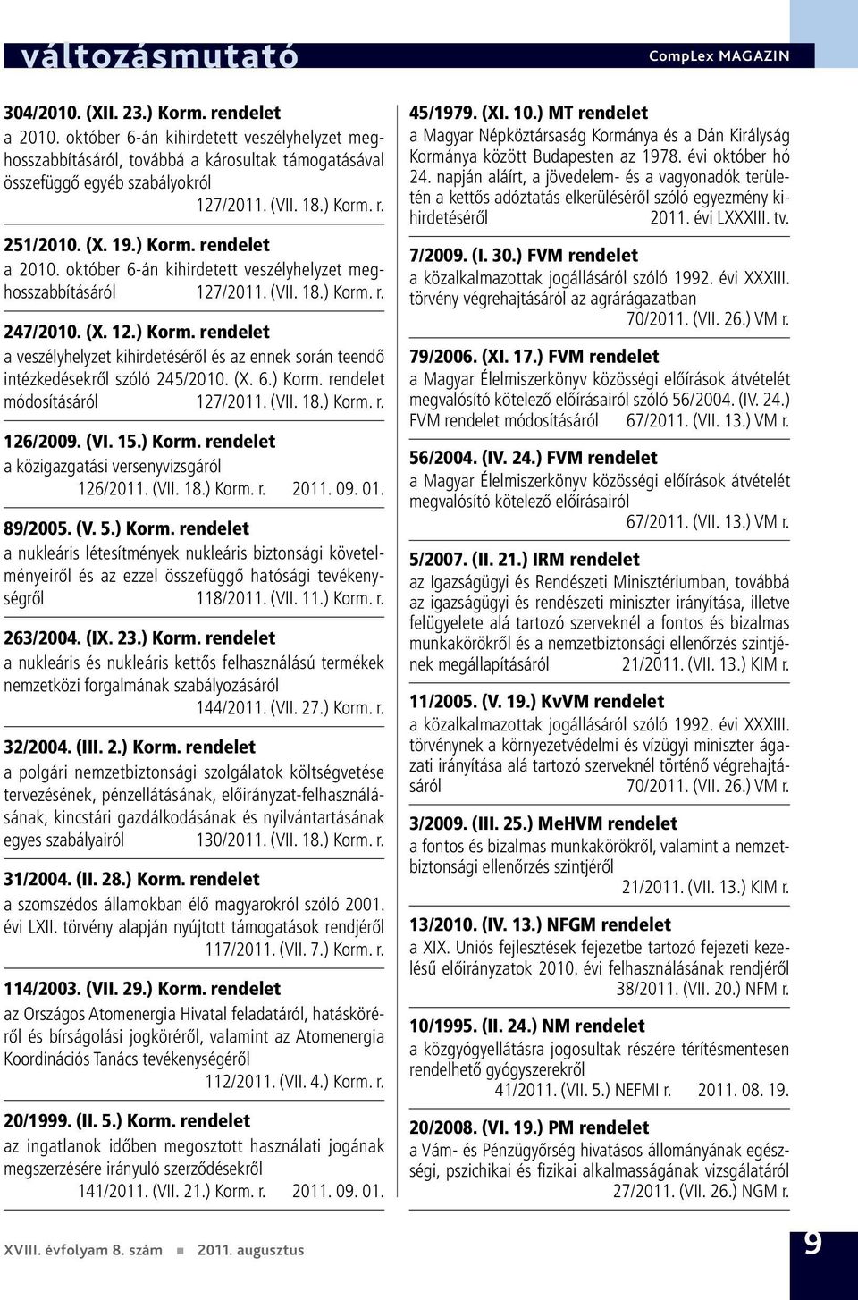 (X. 6.) Korm. rendelet módosításáról 127/2011. (VII. 18.) Korm. r. 126/2009. (VI. 15.) Korm. rendelet a közigazgatási versenyvizsgáról 126/2011. (VII. 18.) Korm. r. 2011. 09. 01. 89/2005. (V. 5.
