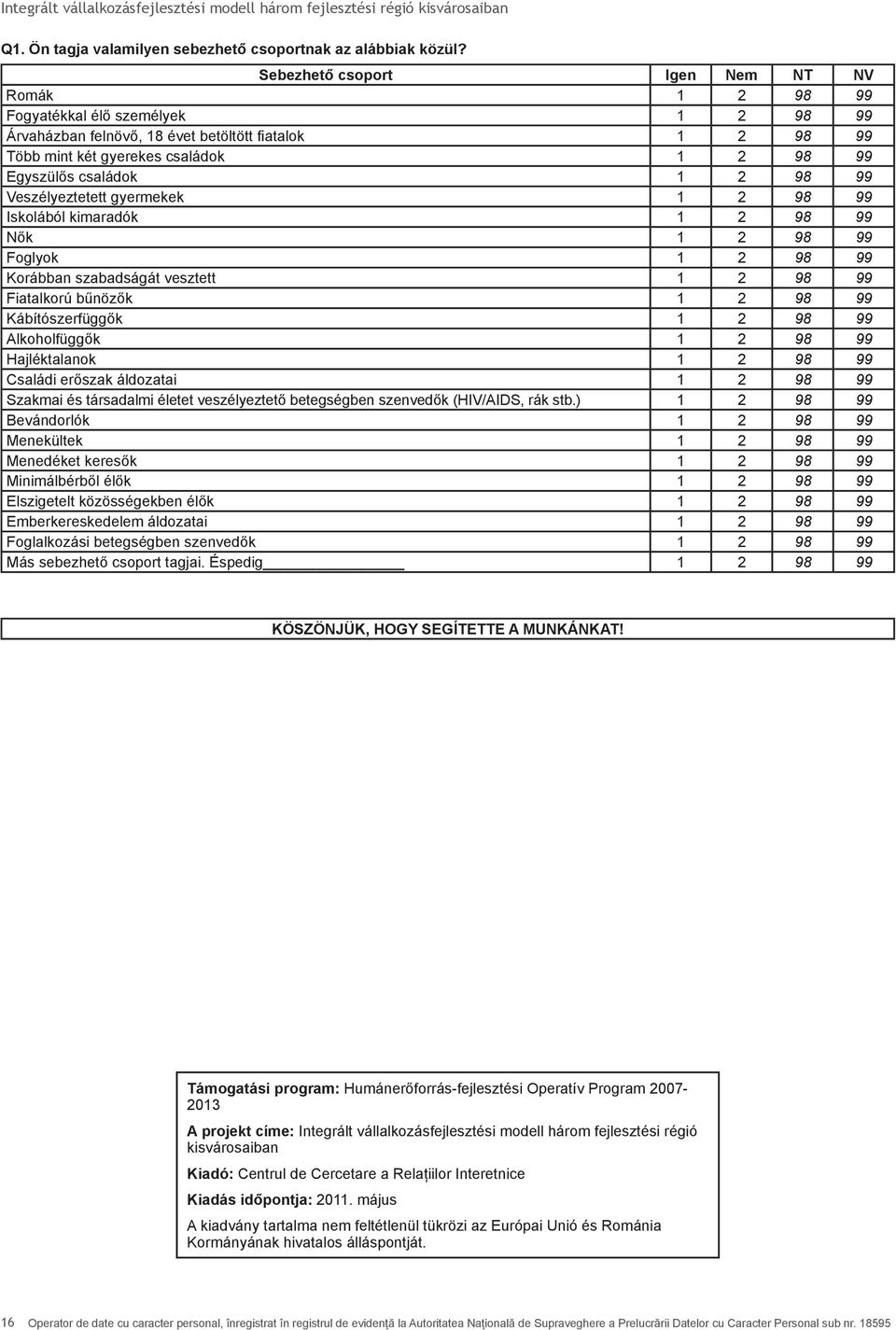 családok 1 2 98 99 Veszélyeztetett gyermekek 1 2 98 99 Iskolából kimaradók 1 2 98 99 Nők 1 2 98 99 Foglyok 1 2 98 99 Korábban szabadságát vesztett 1 2 98 99 Fiatalkorú bűnözők 1 2 98 99