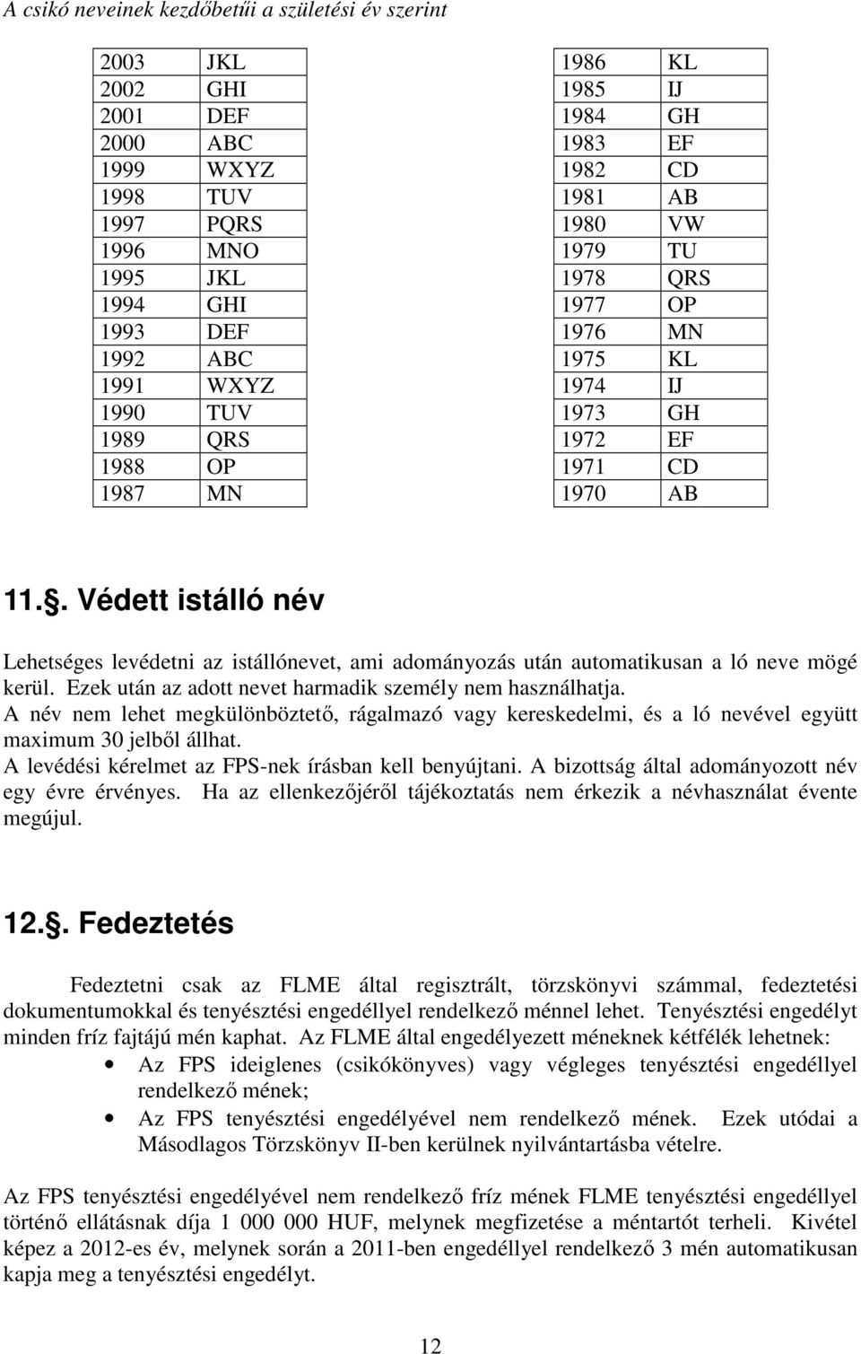 . Védett istálló név Lehetséges levédetni az istállónevet, ami adományozás után automatikusan a ló neve mögé kerül. Ezek után az adott nevet harmadik személy nem használhatja.