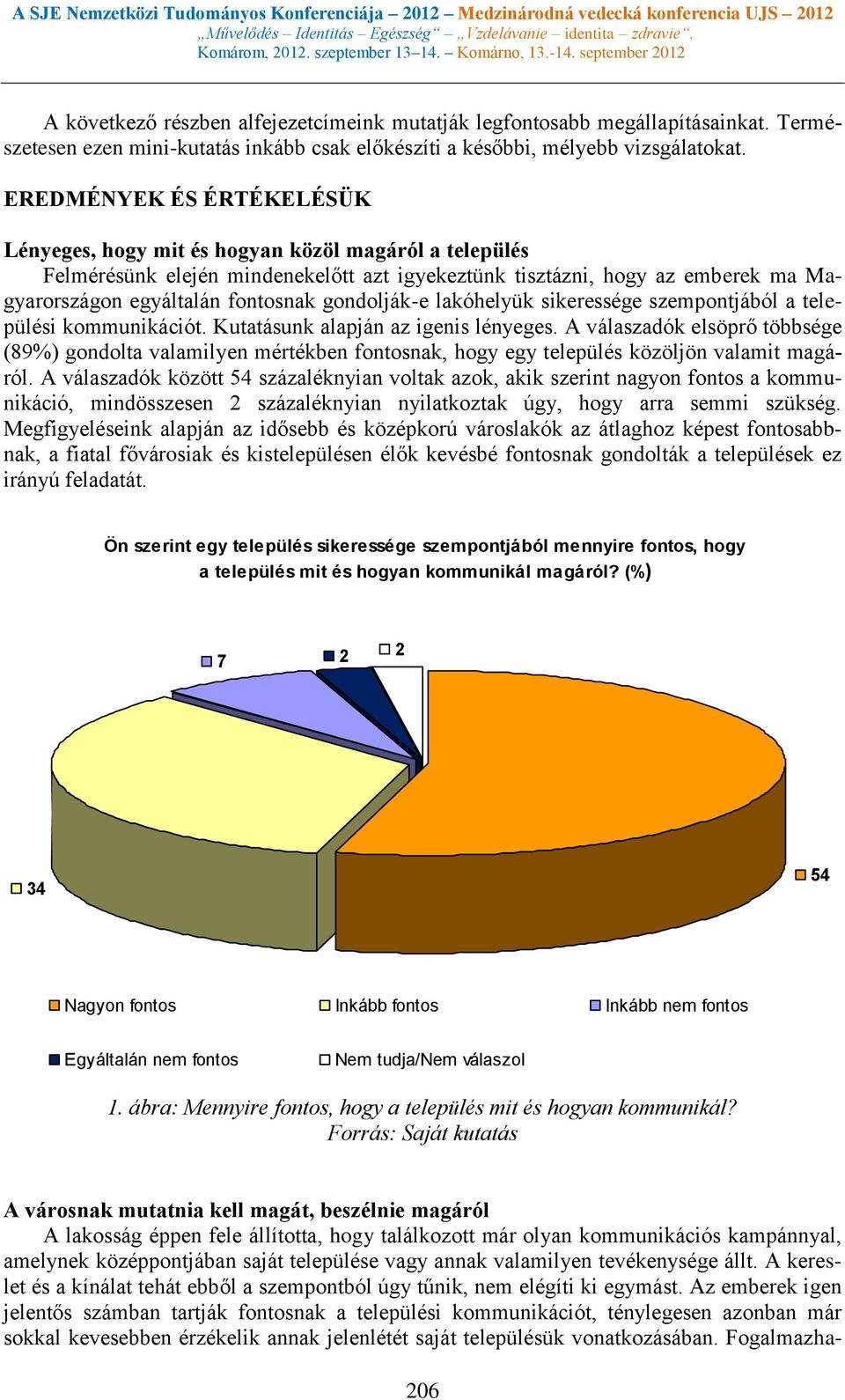 EREDMÉNYEK ÉS ÉRTÉKELÉSÜK Lényeges, hogy mit és hogyan közöl magáról a település Felmérésünk elején mindenekelőtt azt igyekeztünk tisztázni, hogy az emberek ma Magyarországon egyáltalán fontosnak
