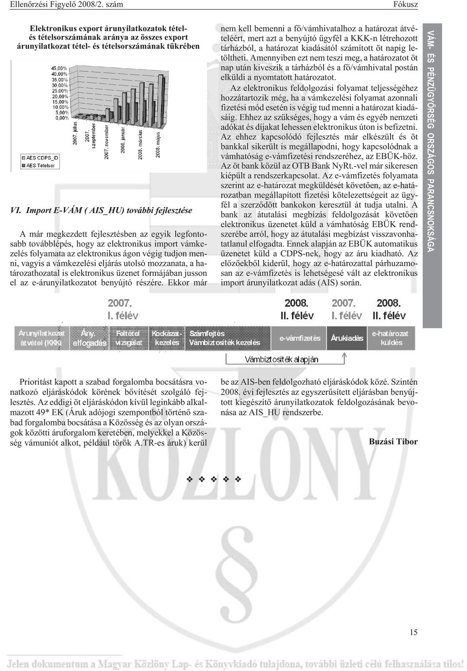 vagyis a vámkezelési eljárás utolsó mozzanata, a határozathozatal is elektronikus üzenet formájában jusson el az e-árunyilatkozatot benyújtó részére.