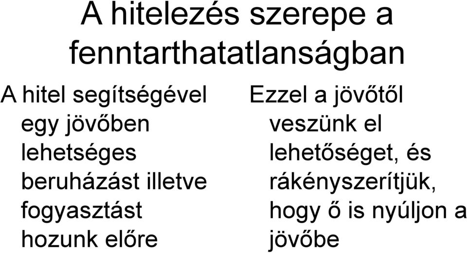 fogyasztást hozunk előre Ezzel a jövőtől veszünk el